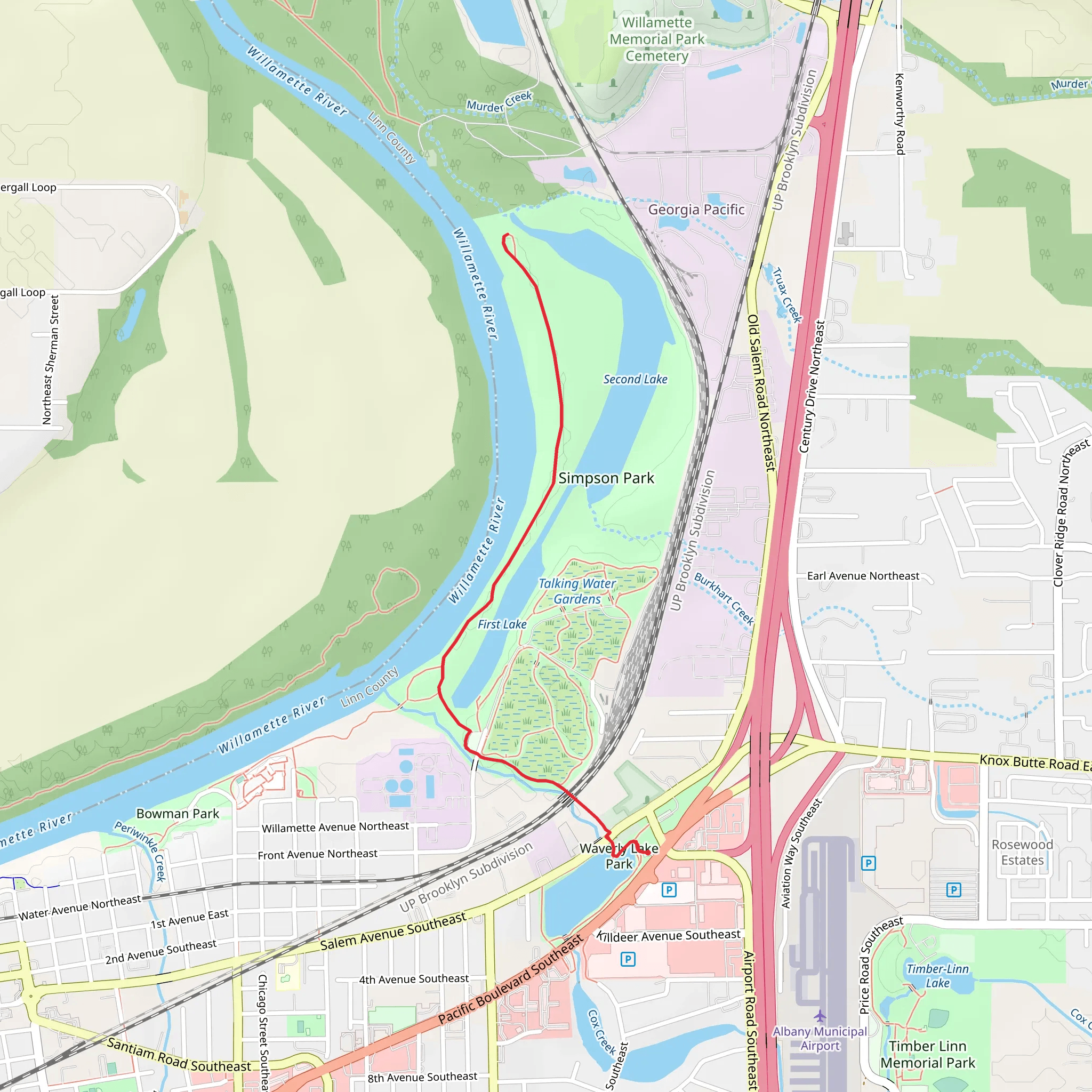 Simpson Park from Waverly Lake Park mobile static map