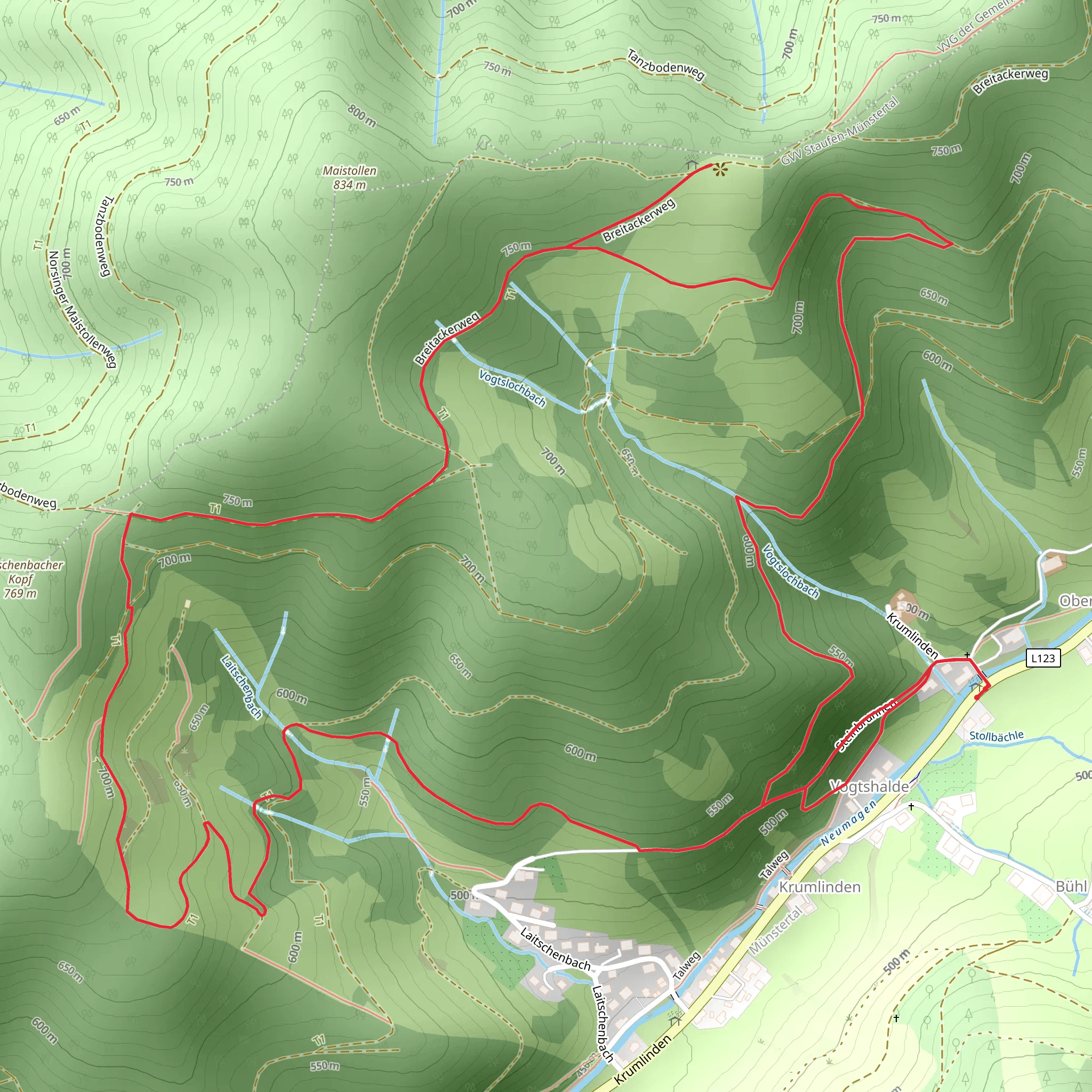 Breitackerpfad Loop mobile static map
