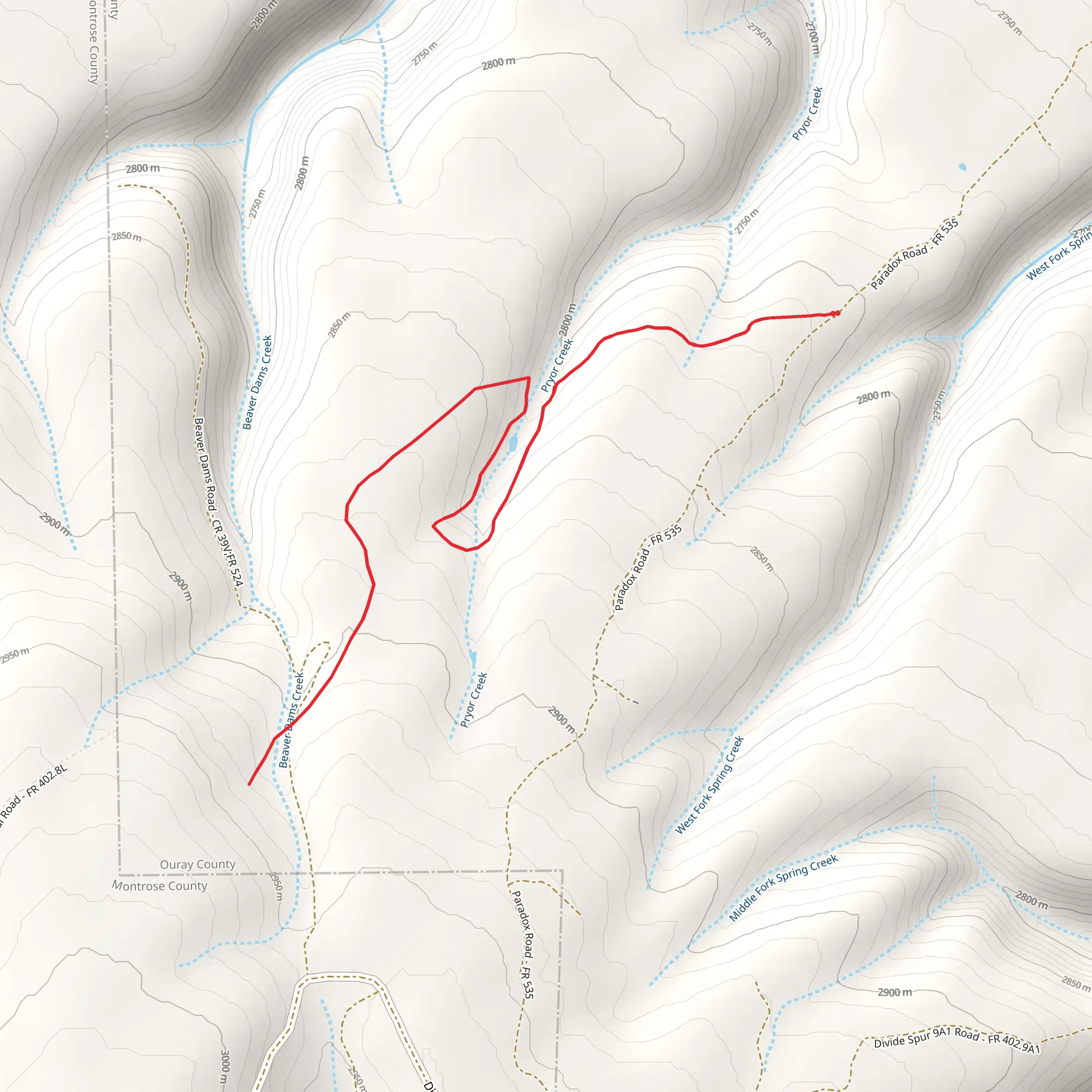 East Fork Dry Creek Trail mobile static map