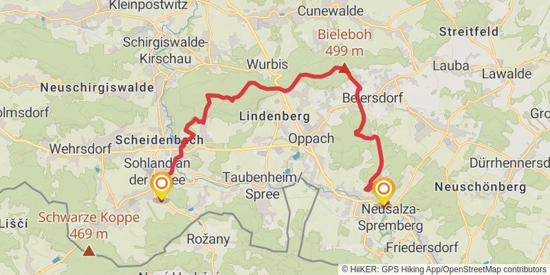 Oberlausitzer Bergweg stage 2 Map