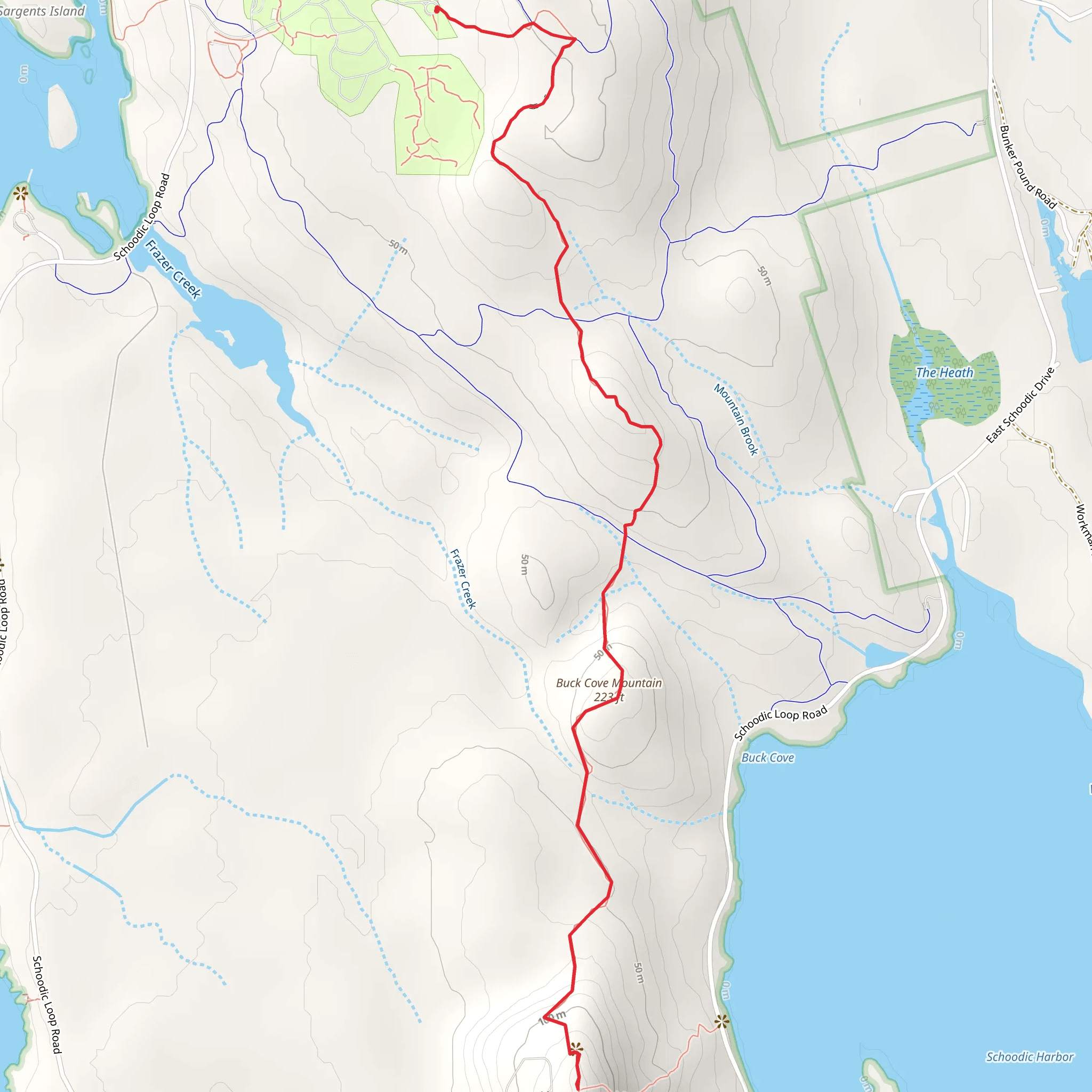 Schoodic Head and Buck Cove Mountain Trail mobile static map
