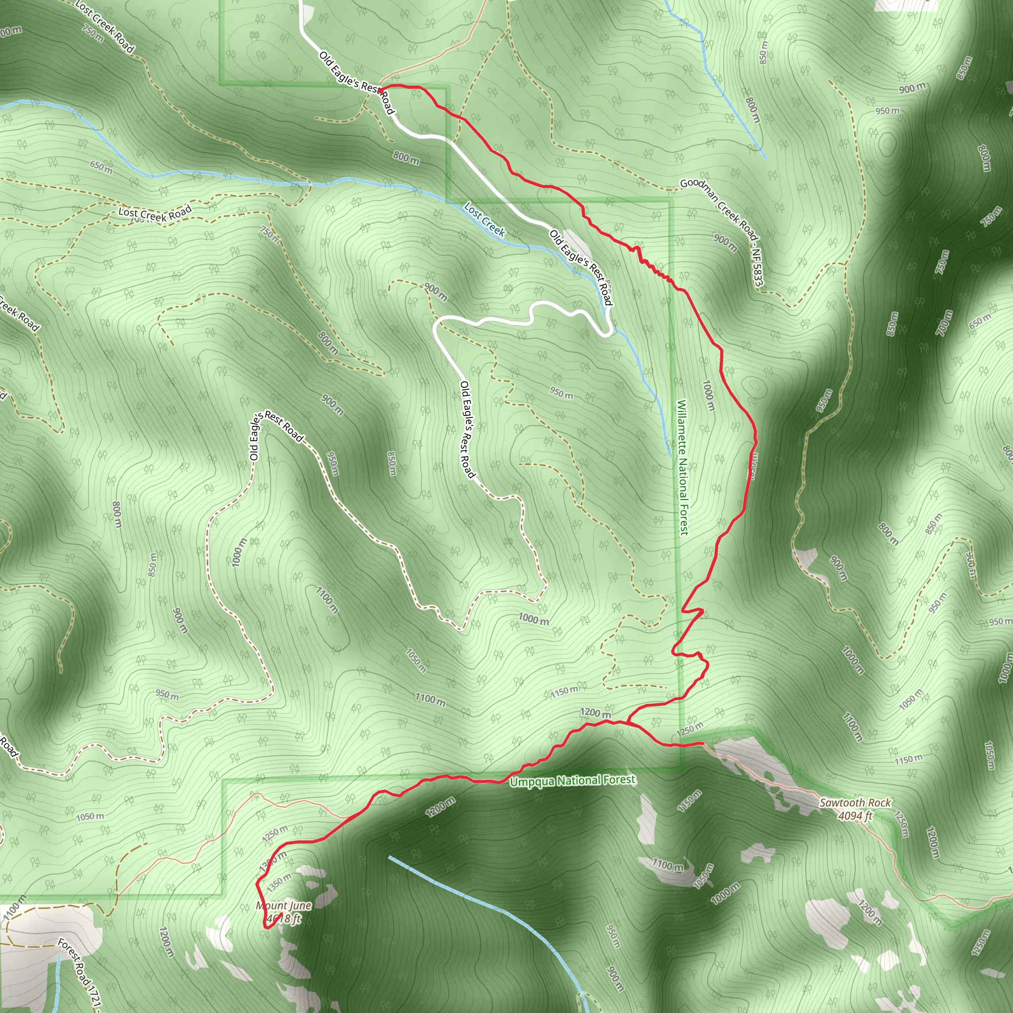 Mount June via Lost Creek Trail mobile static map