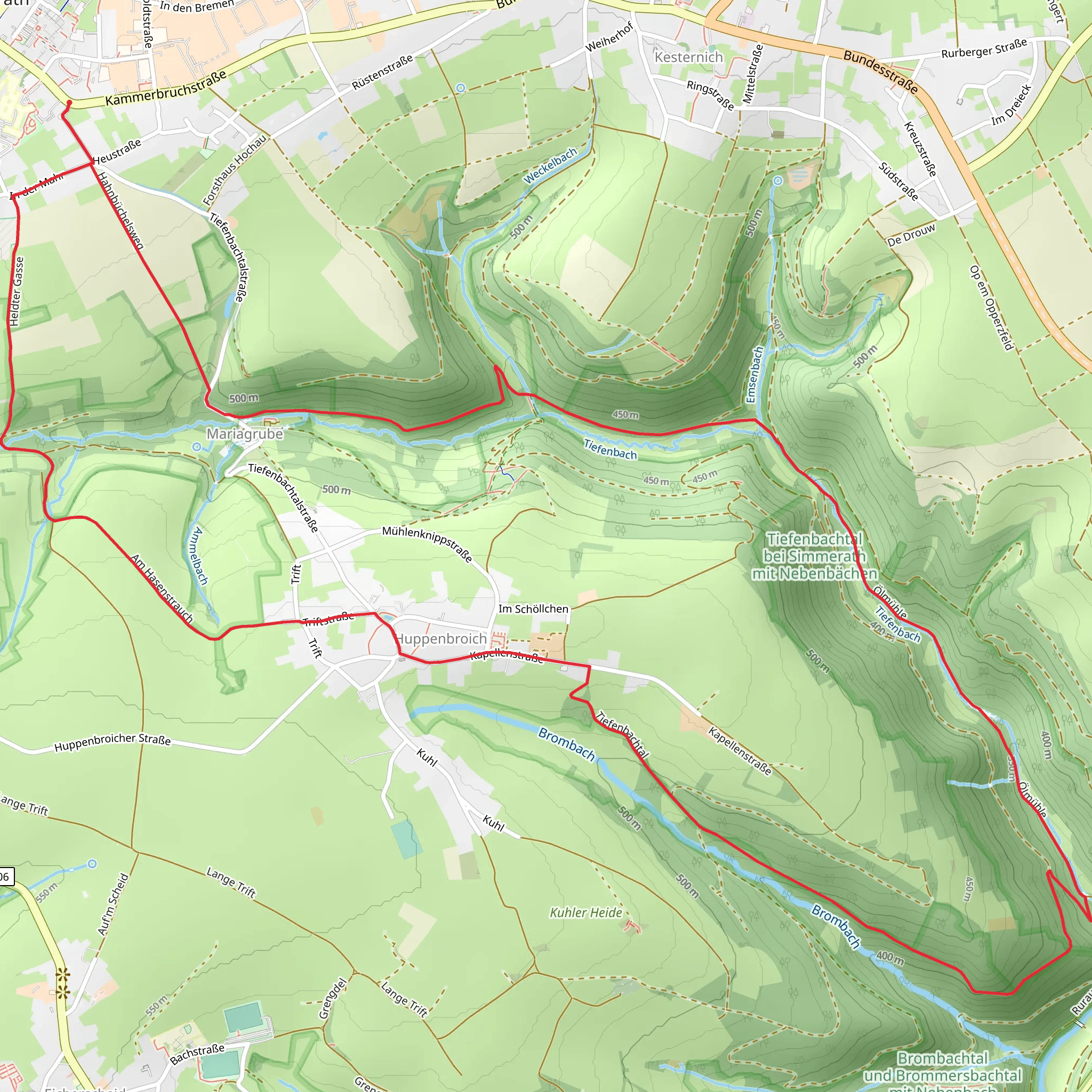 Tiefenbachtal bei Simmerath mit Nebenbächen via Matthiasweg and Tiefenbachtal mobile static map