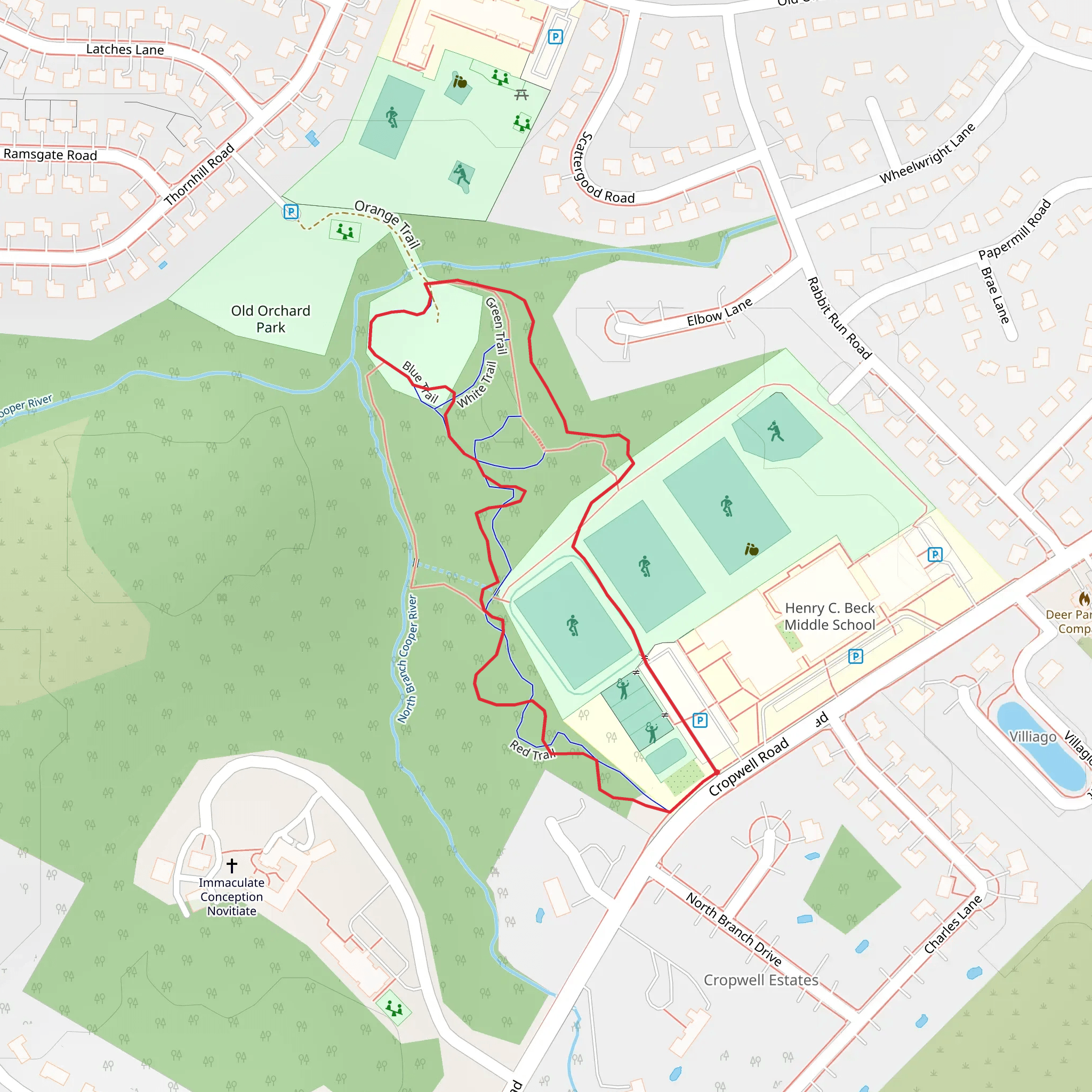 Old Orchard Park - Blue Loop Trail mobile static map