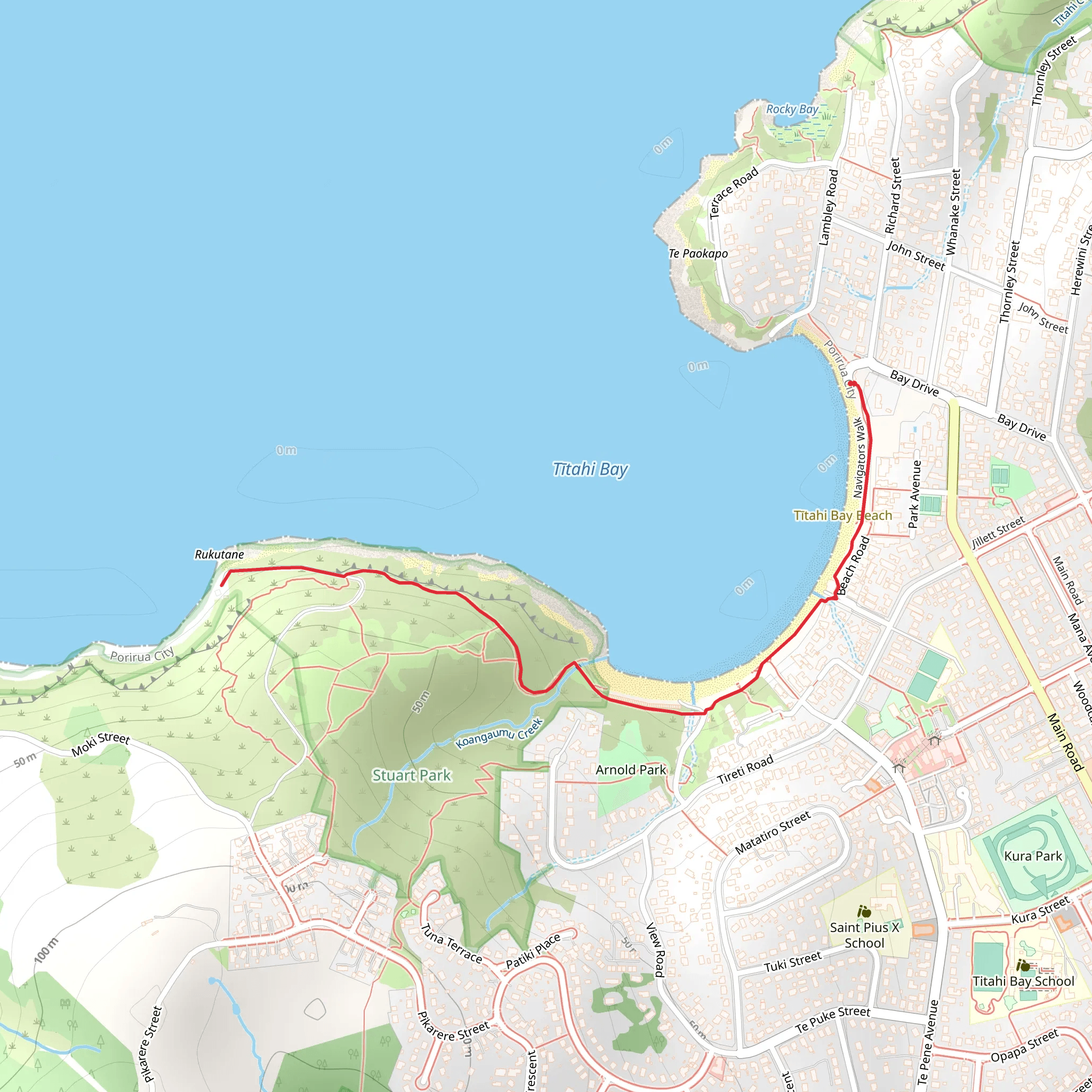 Titahi Bay Beach and Stuart Park mobile static map
