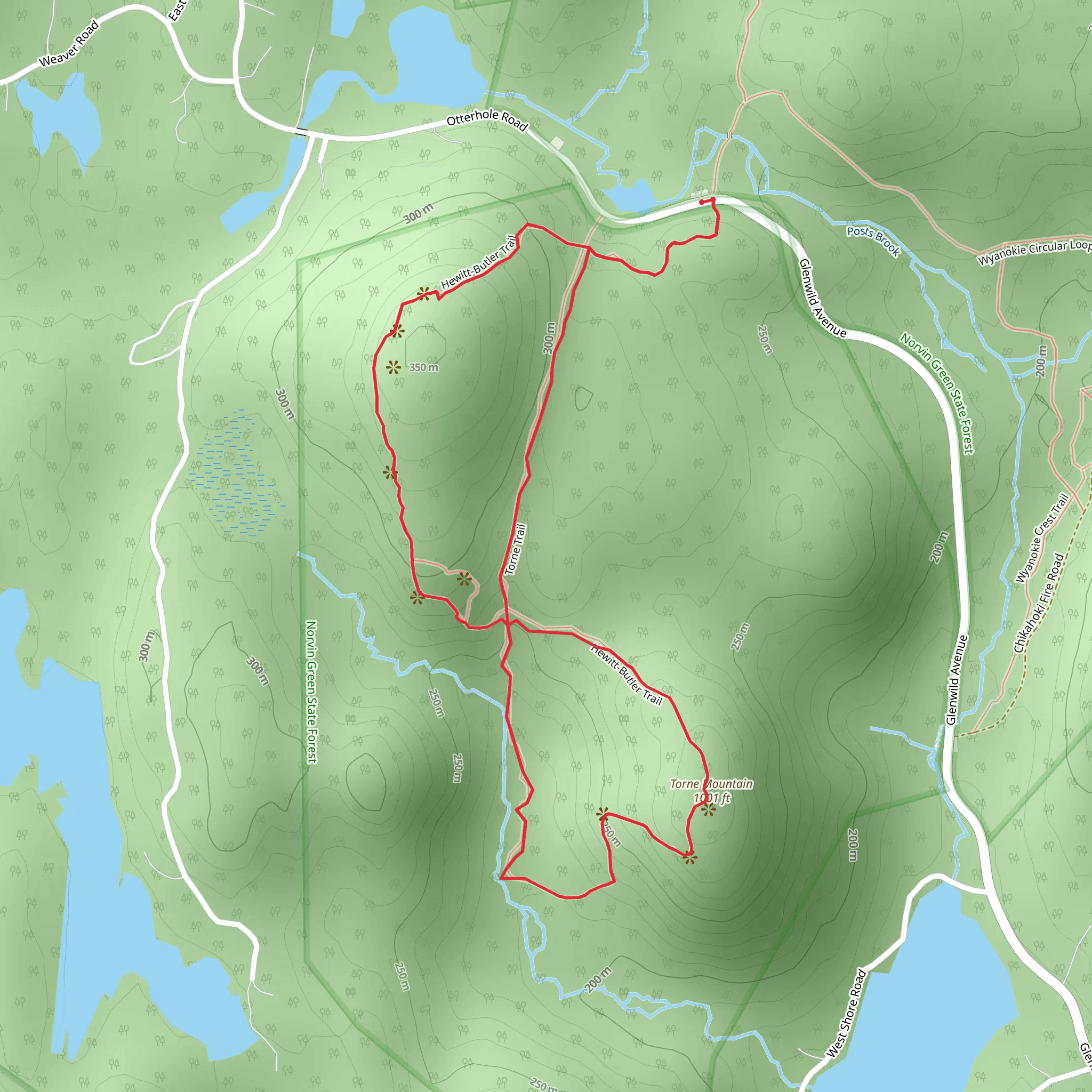 Osio Rock and Torne via Torne and Hewitt Butler TrailLoop mobile static map