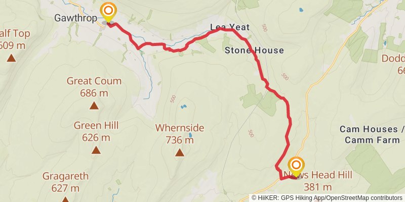 Ravenglass to Scarborough in North of England stage 7 Map