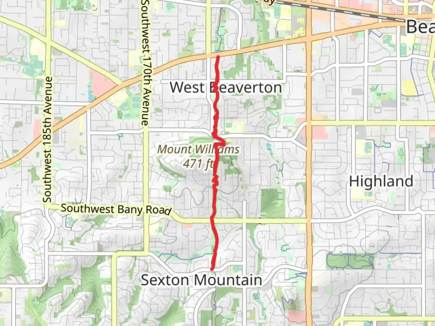 An image depicting the trail Westside Trail - Short from Southwest Village Lane and its surrounding area.