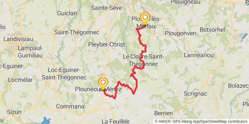 GR 380 - Tour des Monts d'Arrée stage 11 Map
