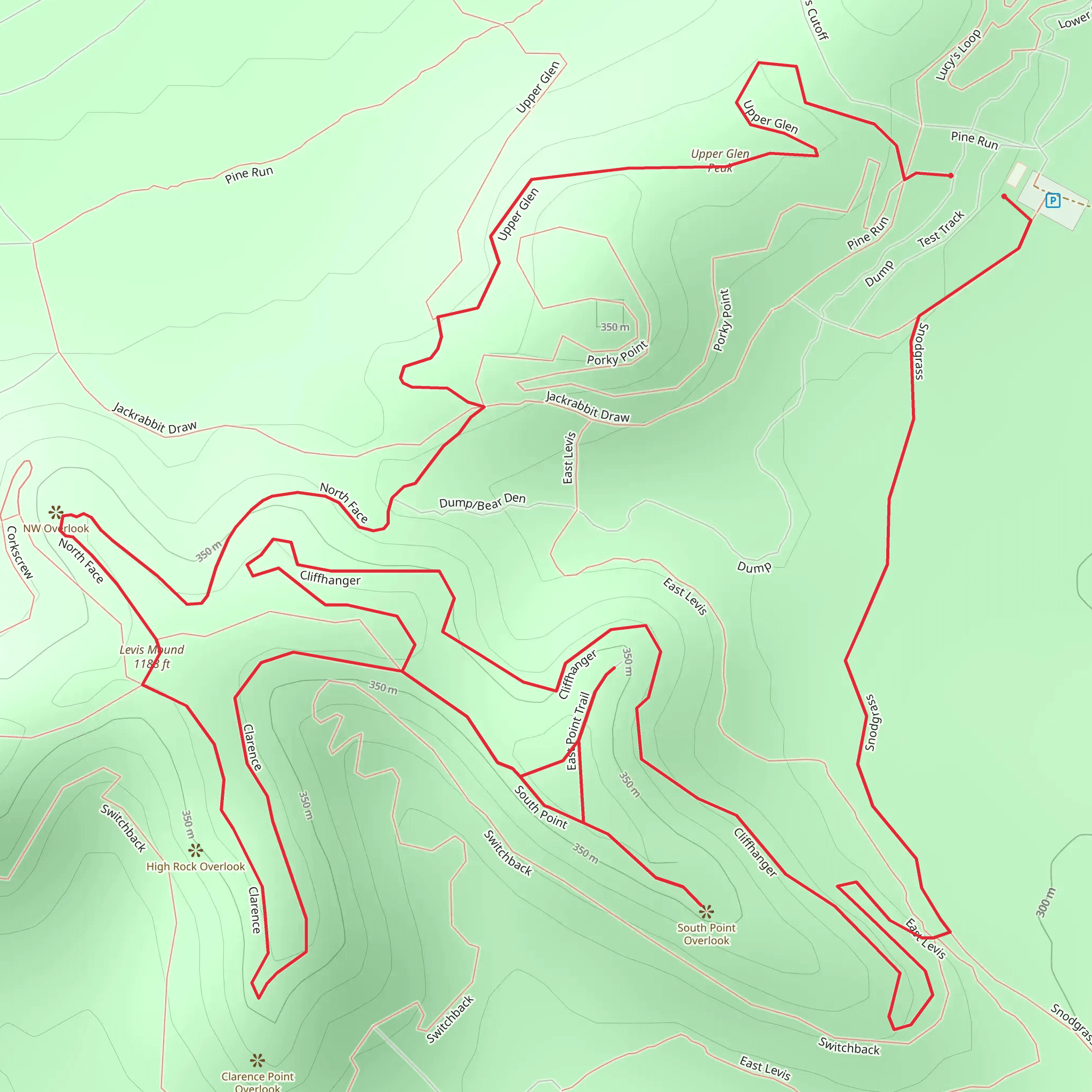 Upper Glen Peak and East Point Trail mobile static map
