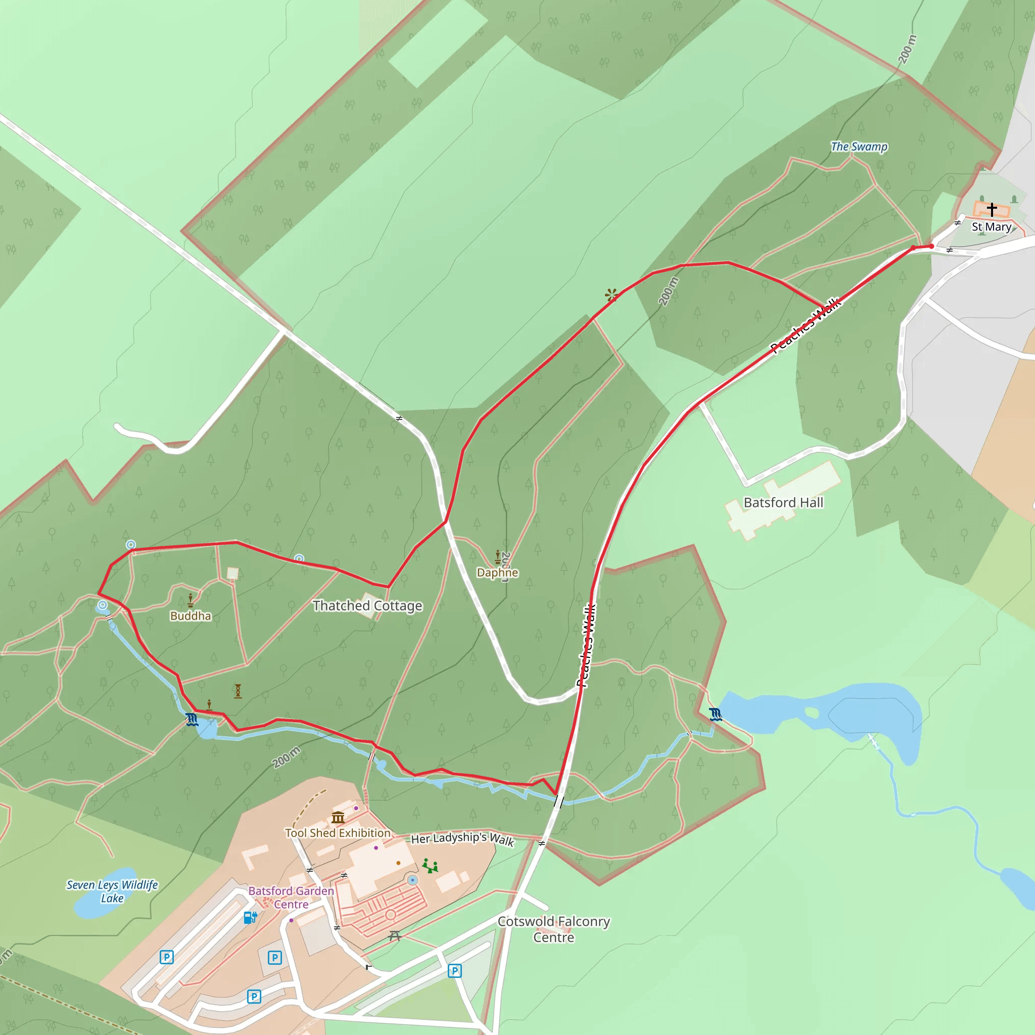 Batsford Arboretum Loop mobile static map