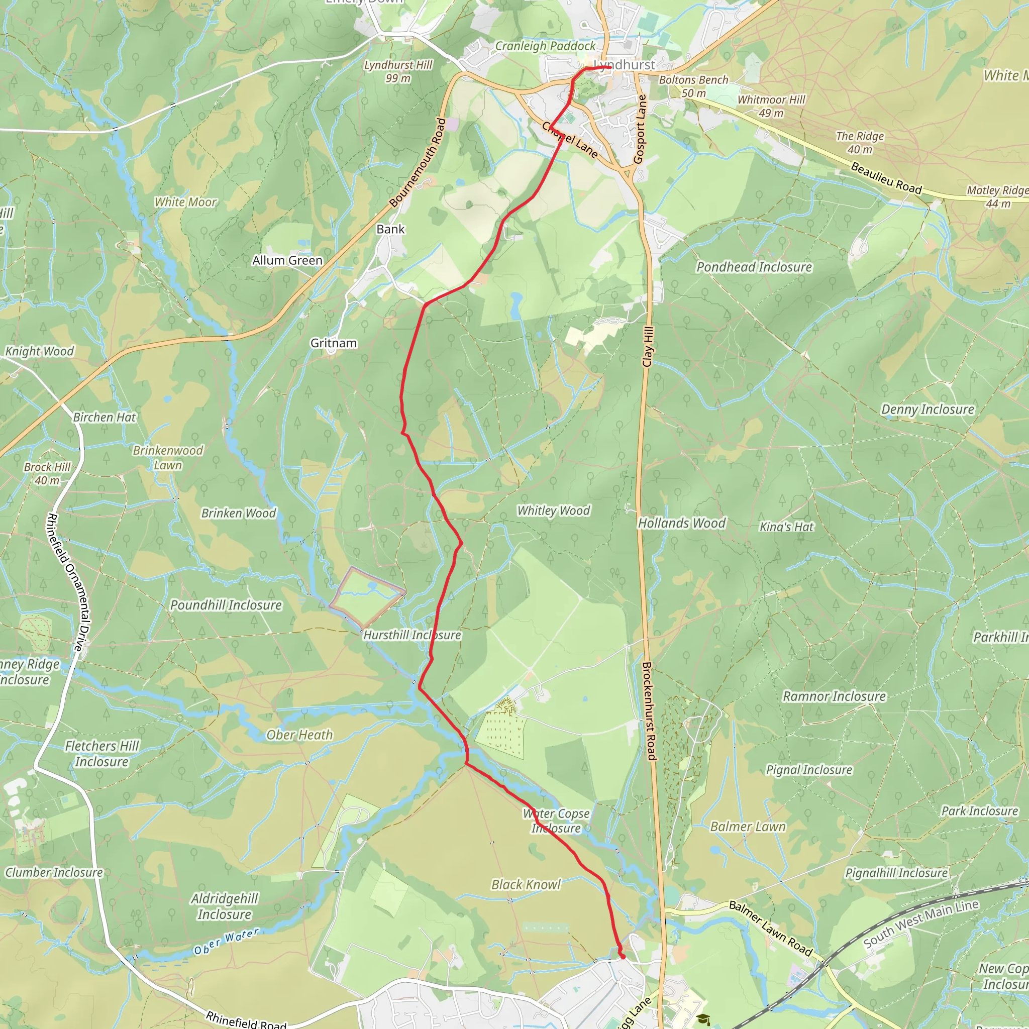 Brockenhurst to Lyndhurst Walk mobile static map