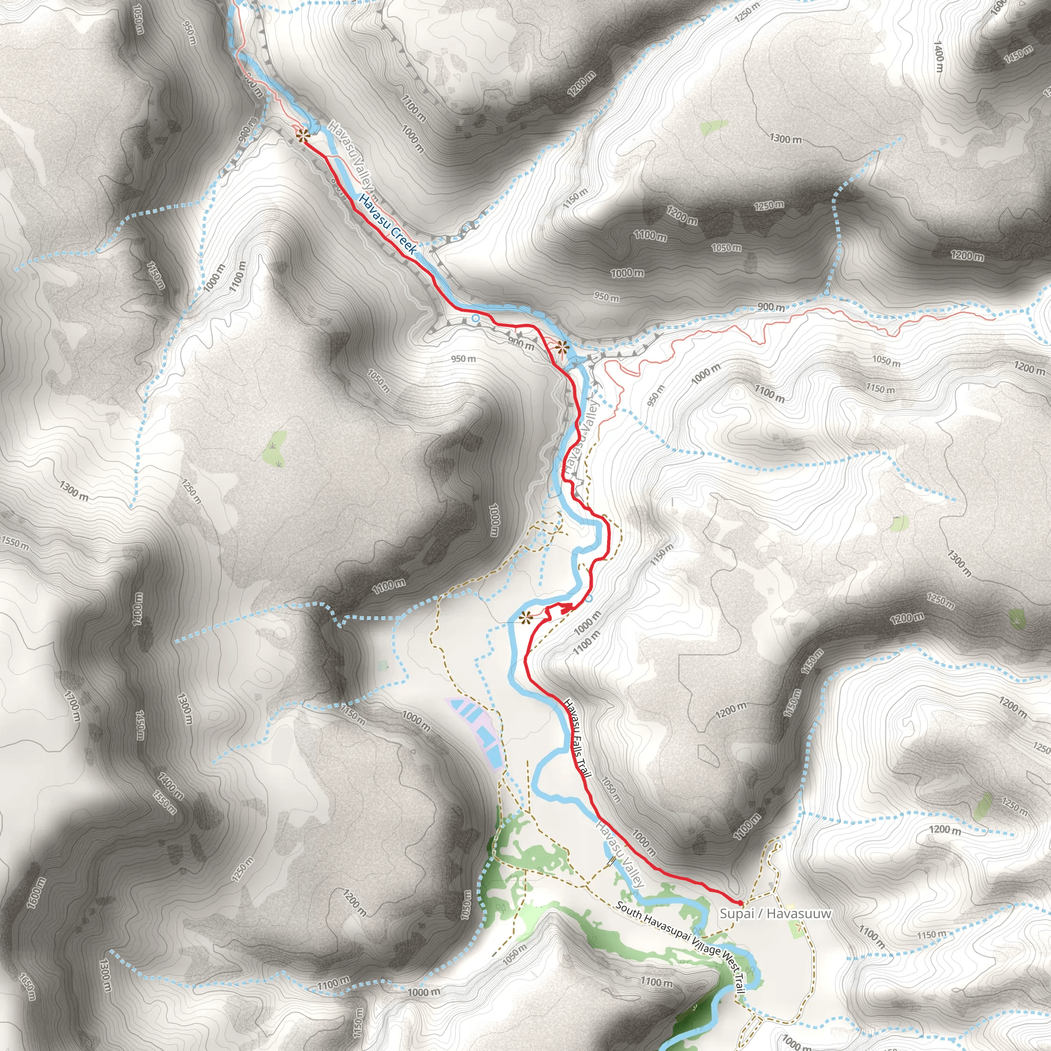 Havasupai Camp via Havasu Falls Trail mobile static map