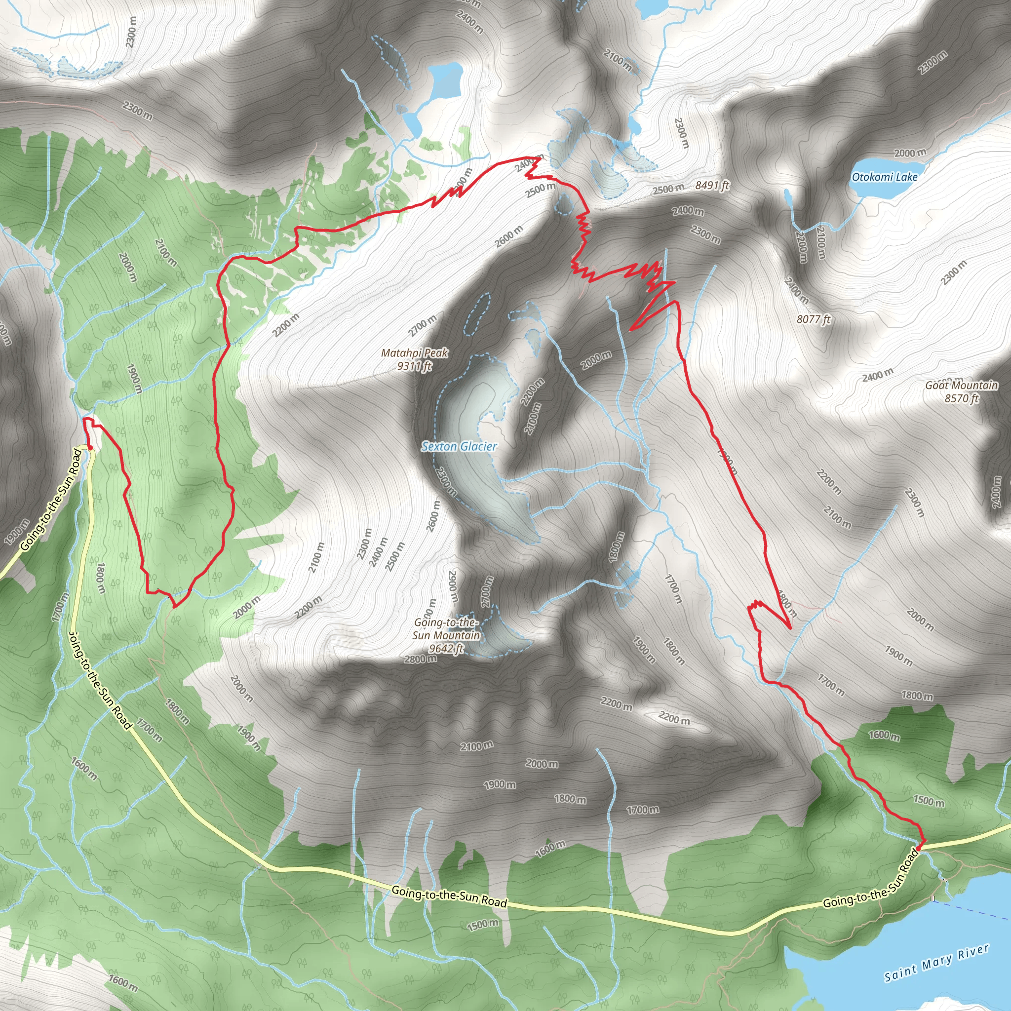 Siyeh Pass Trail mobile static map