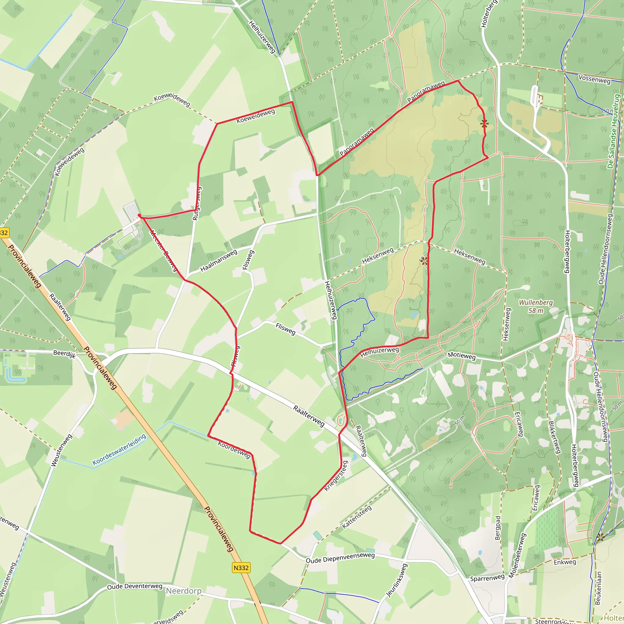 De Dieken via Koordes Weg and Koeweide Weg mobile static map