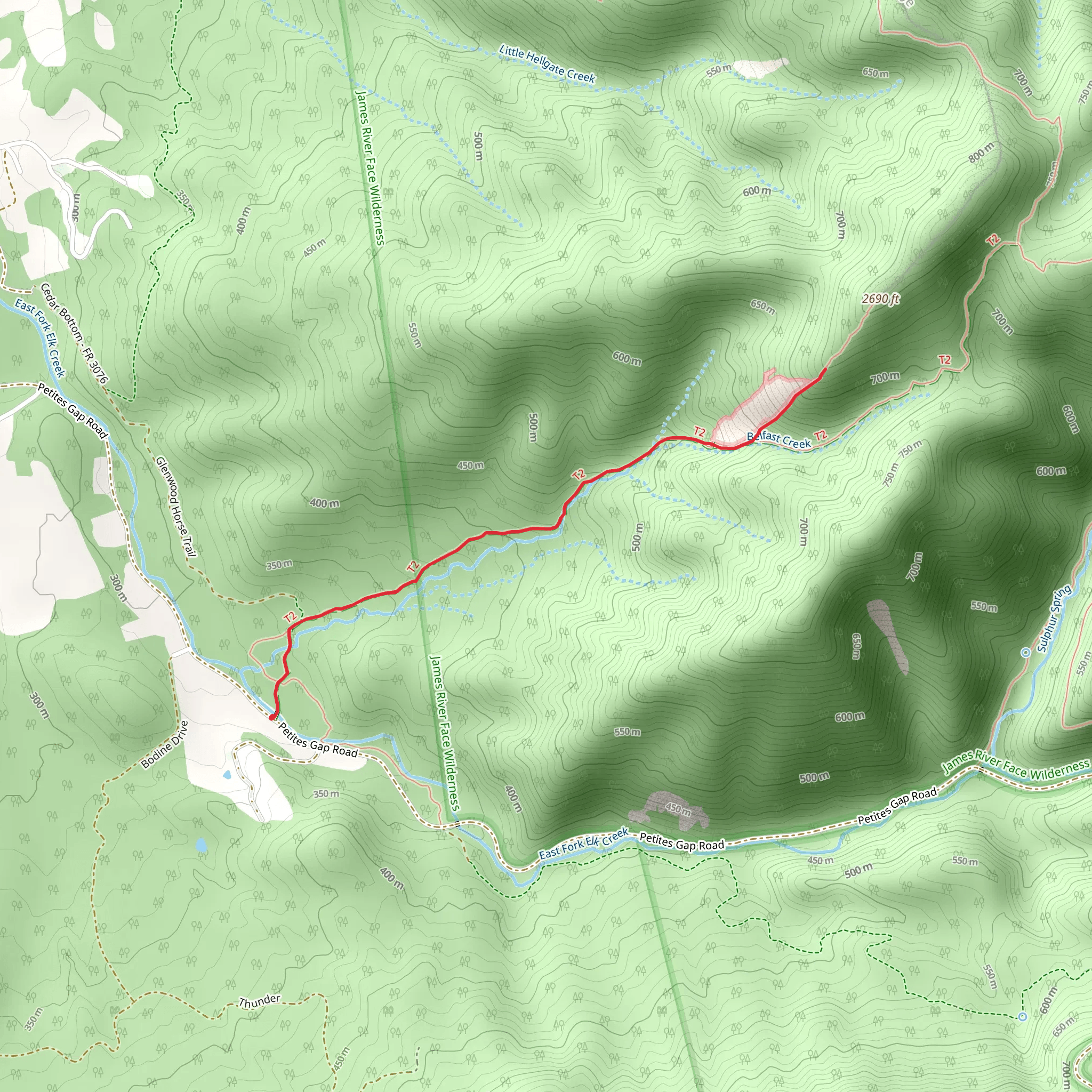 The Devil's Marbleyard via Belfast Trail mobile static map