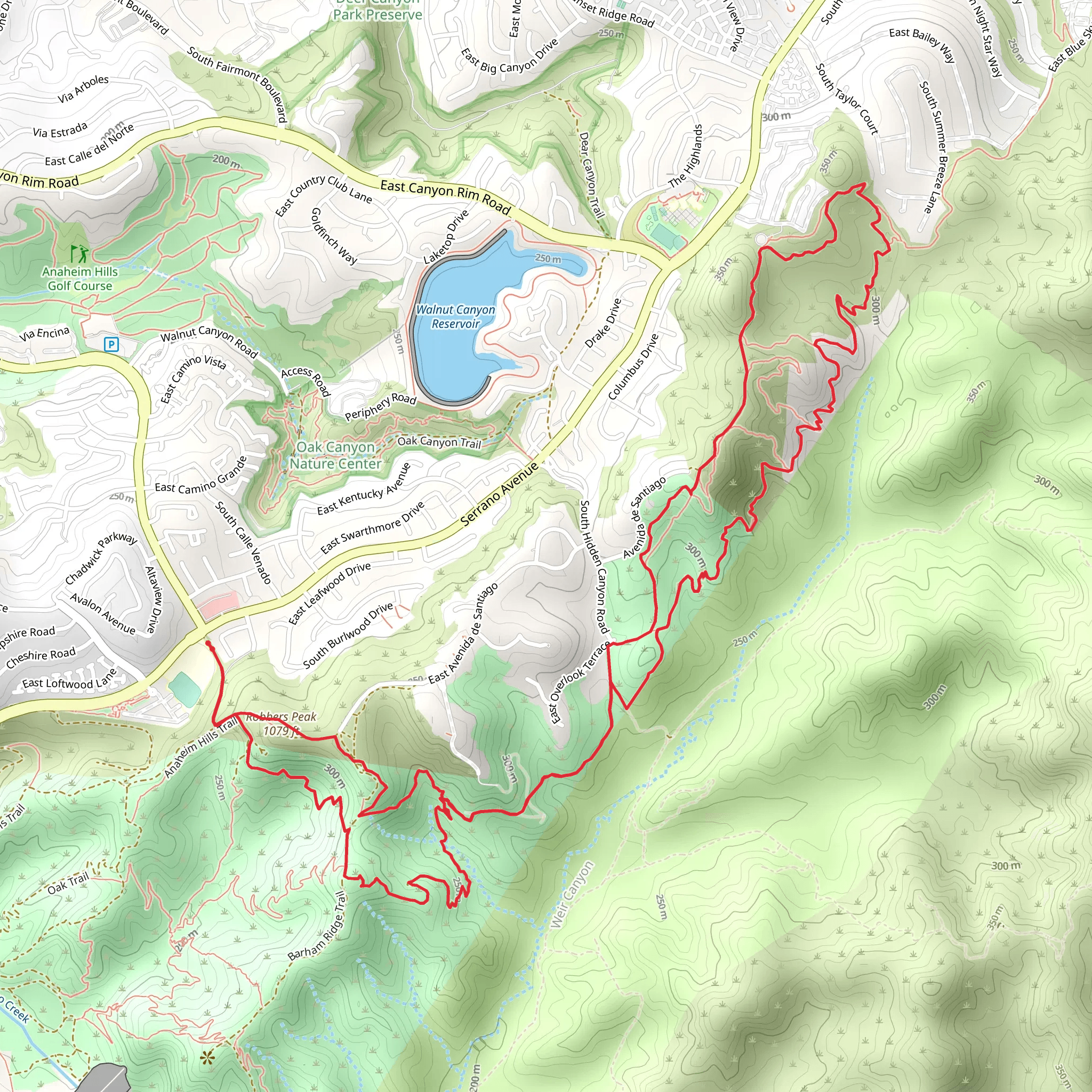 Anaheim Hills and Weir Canyon Loop Trail mobile static map
