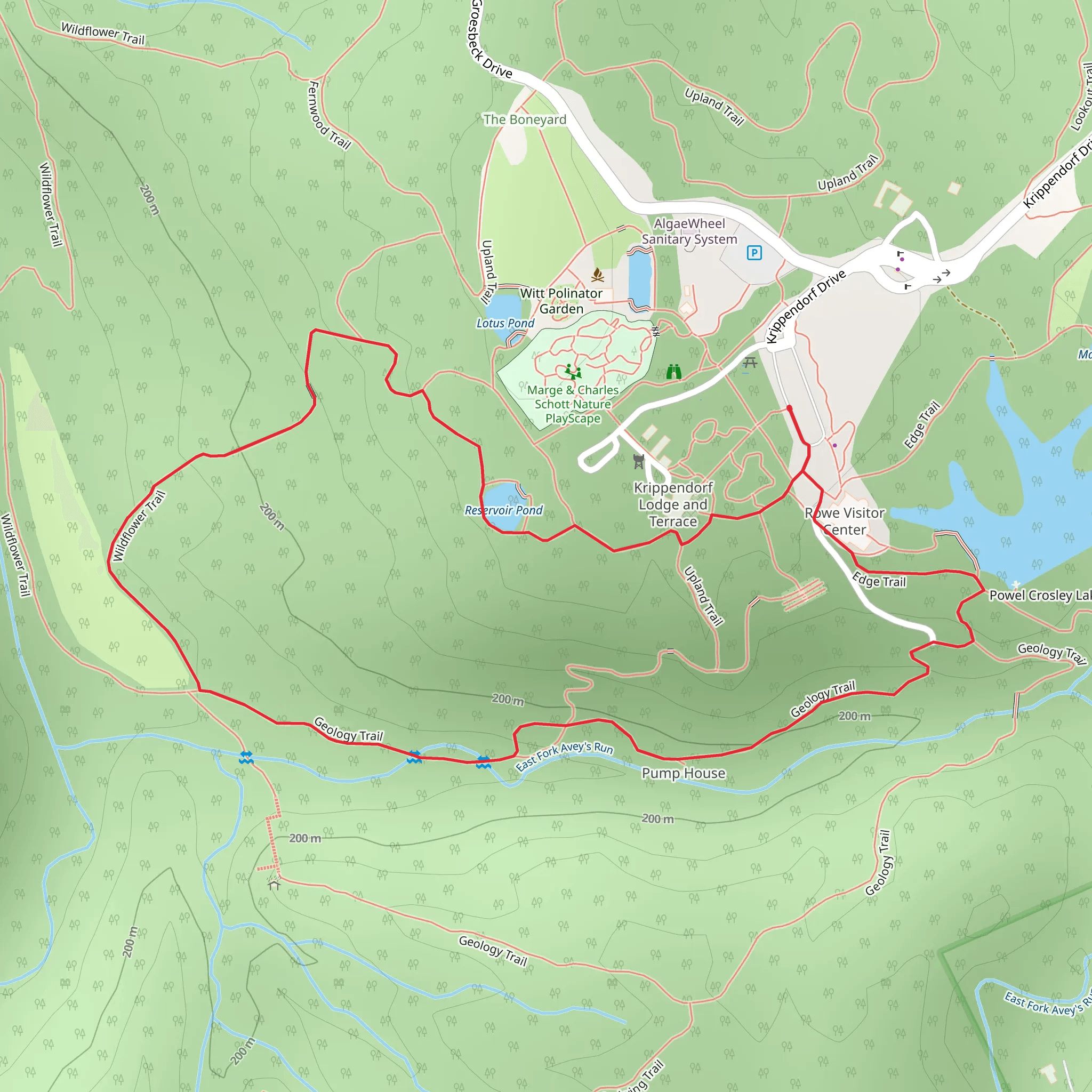 Geology Trail, Wildflower Trail and Upland Loop Trail mobile static map