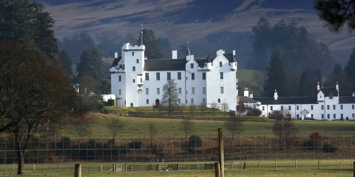 Glen Banvie and Blair Castle from the Falls of Bruar