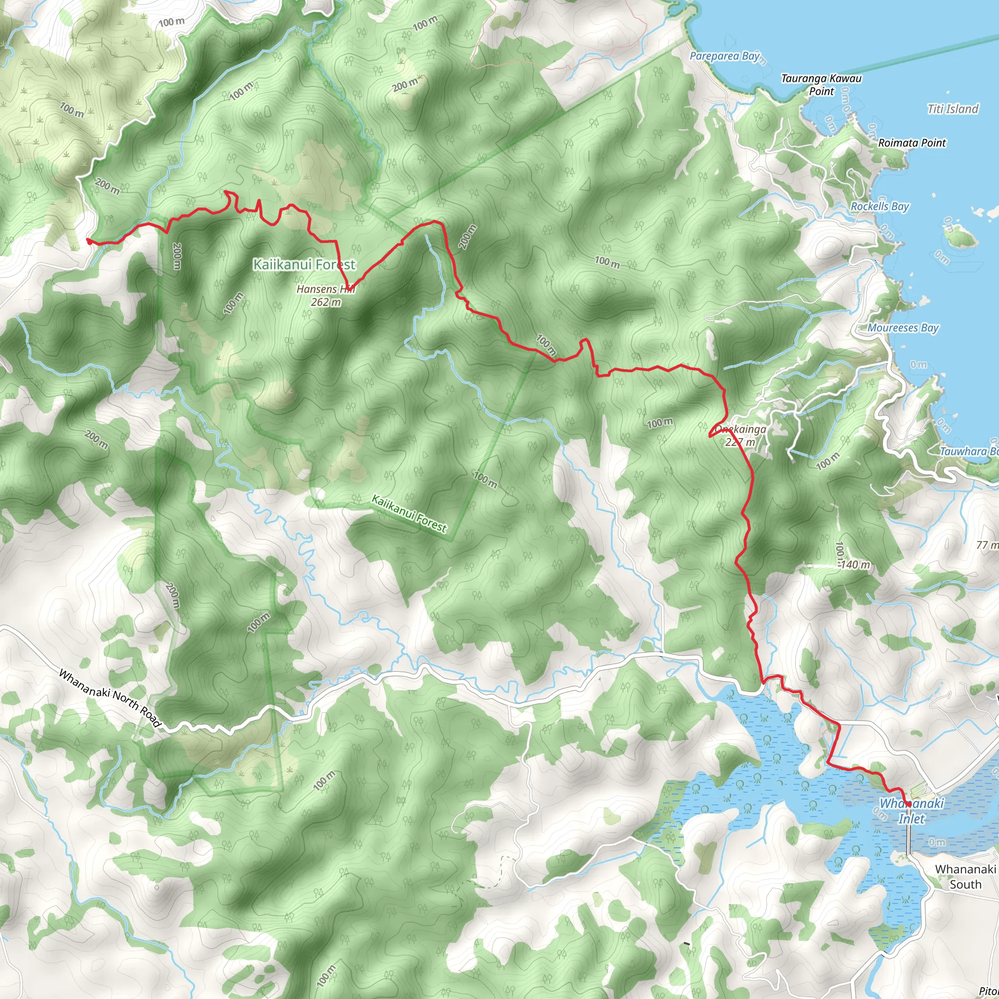 Morepork Track to Whananaki mobile static map