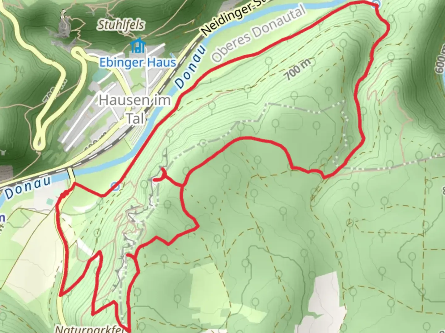 An image depicting the trail St Anna Fels, Ruine Wagenburg and Schlossfelsen via Rote Gabel Burg Wildenstein and its surrounding area.