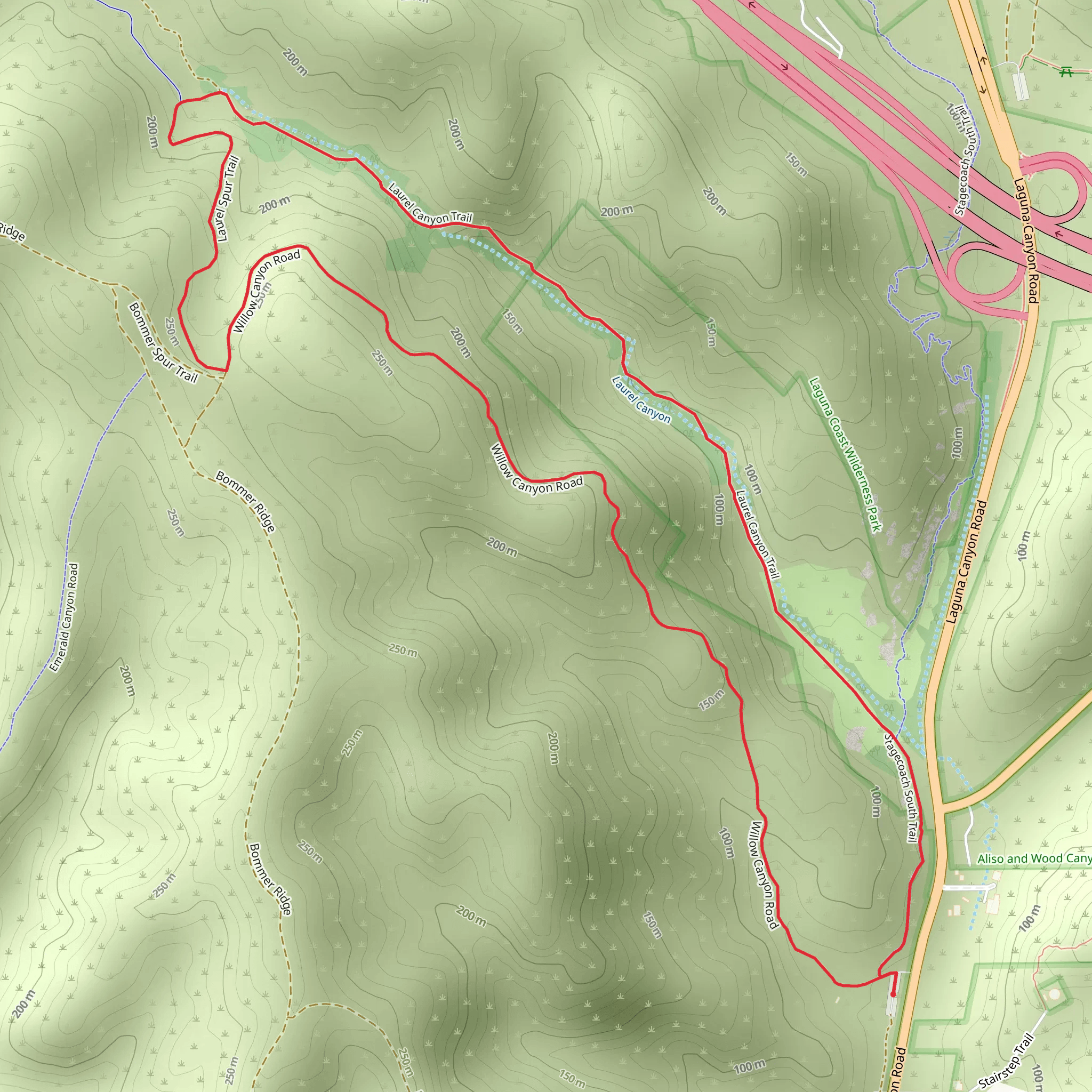 Willow Canyon Road - Laurel Canyon Loop Trail mobile static map