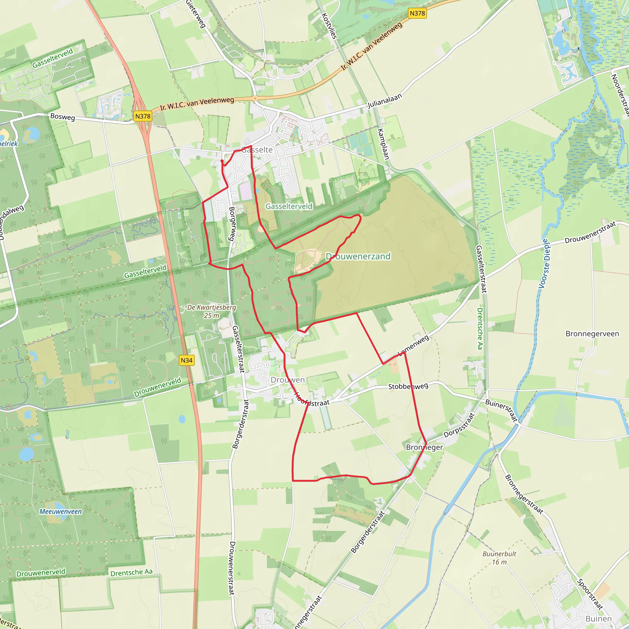 Zuideresch, Drouwenerzand and Bosch en Duin Loop mobile static map