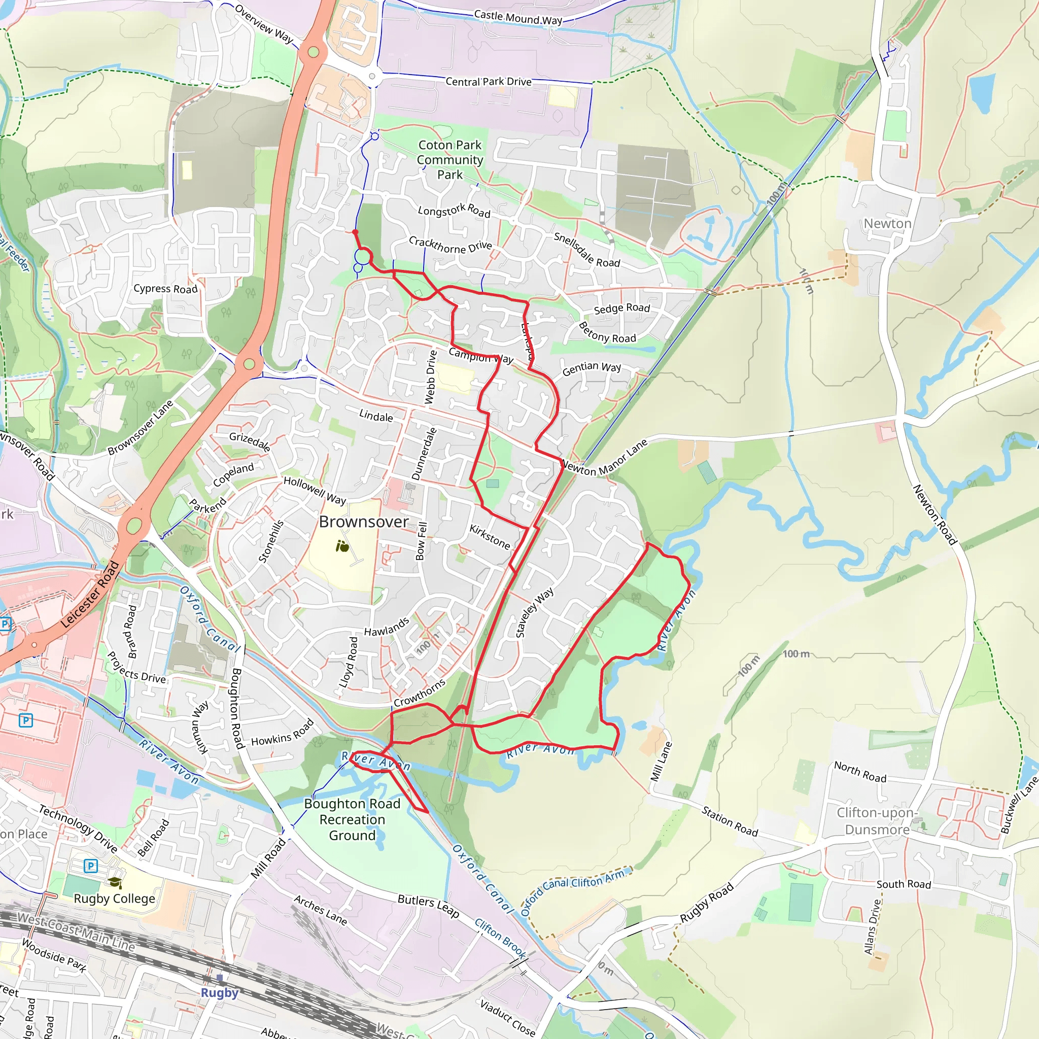 Criss Cross Park and River Avon via Great Central Walk mobile static map
