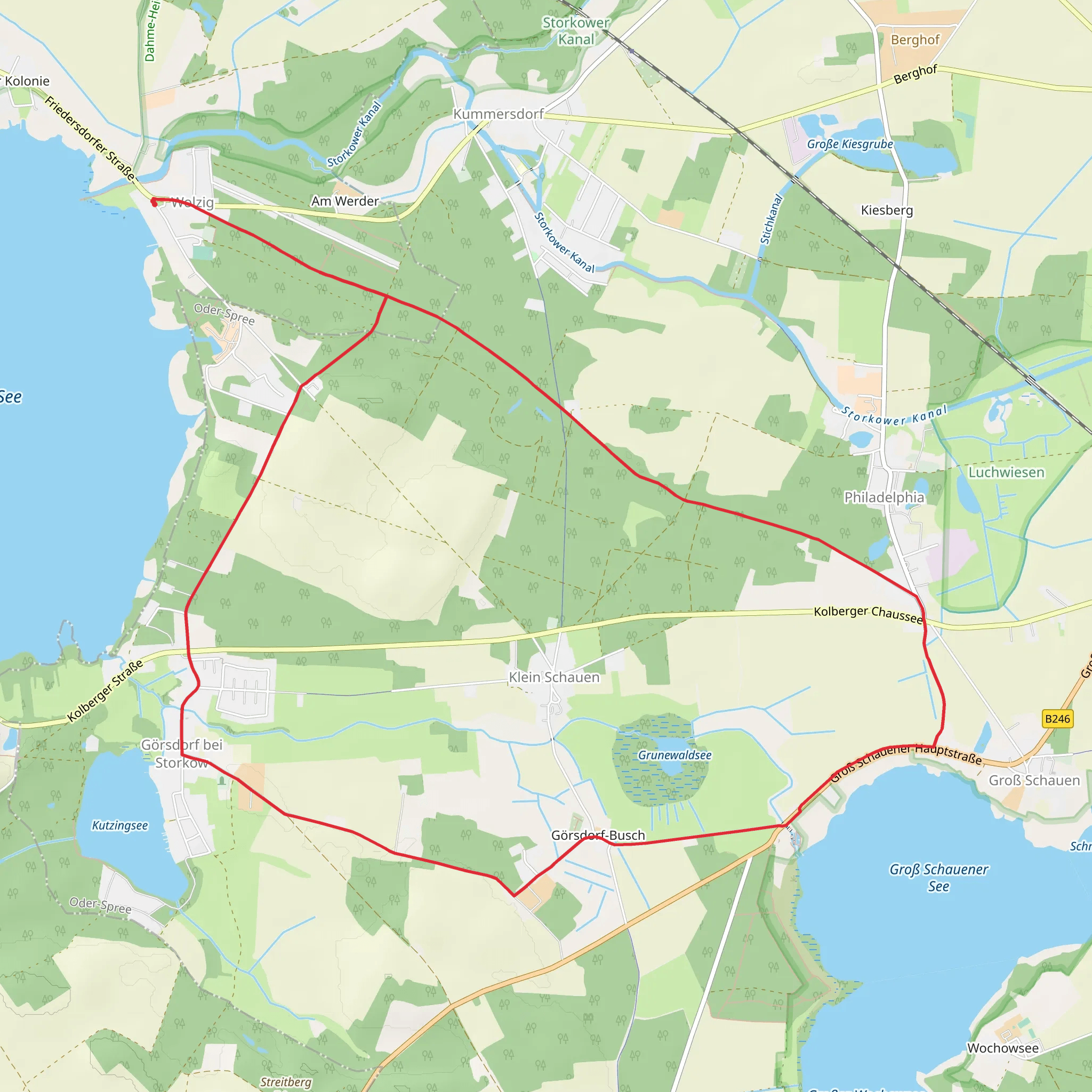 Wurzelkiefer Wolzig via Buscher Weg and Wolziger Weg mobile static map