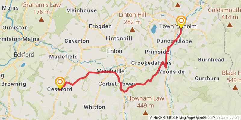 St Cuthbert's Way stage 3 Map