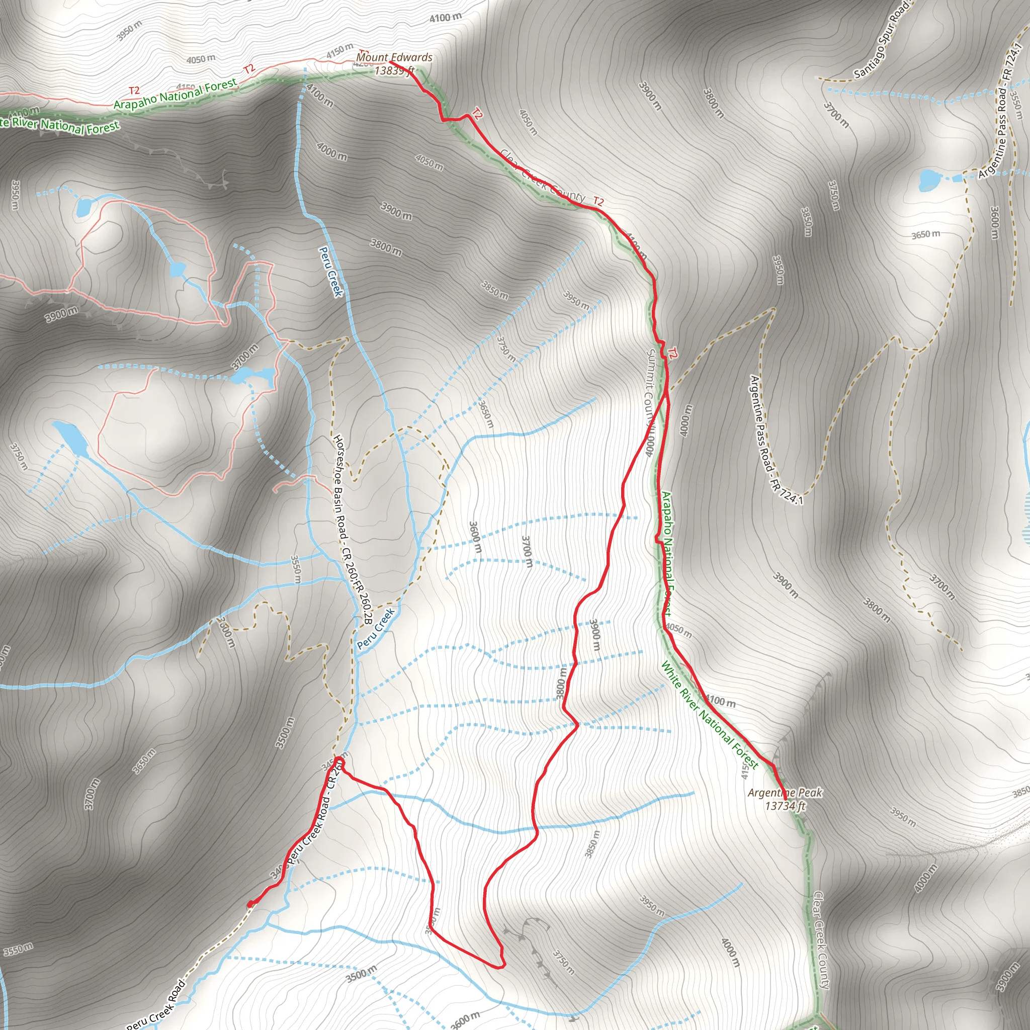 Argentine Pass and Argentine Peak via CDT mobile static map