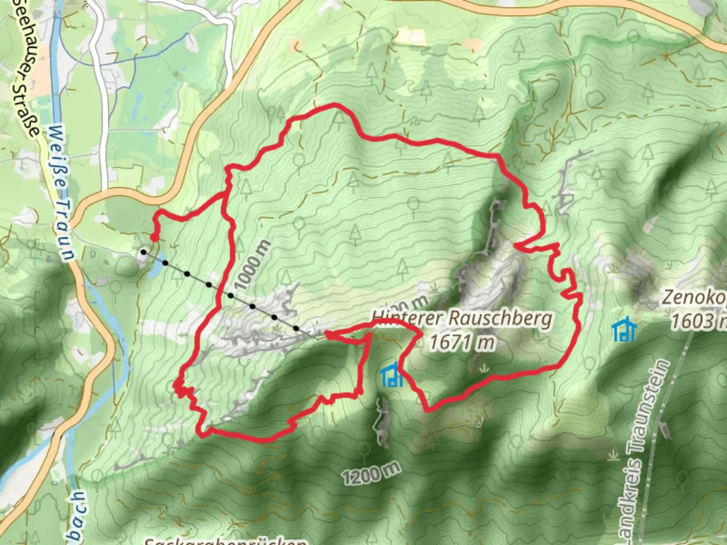 An image depicting the trail Rauschberg Loop and its surrounding area.