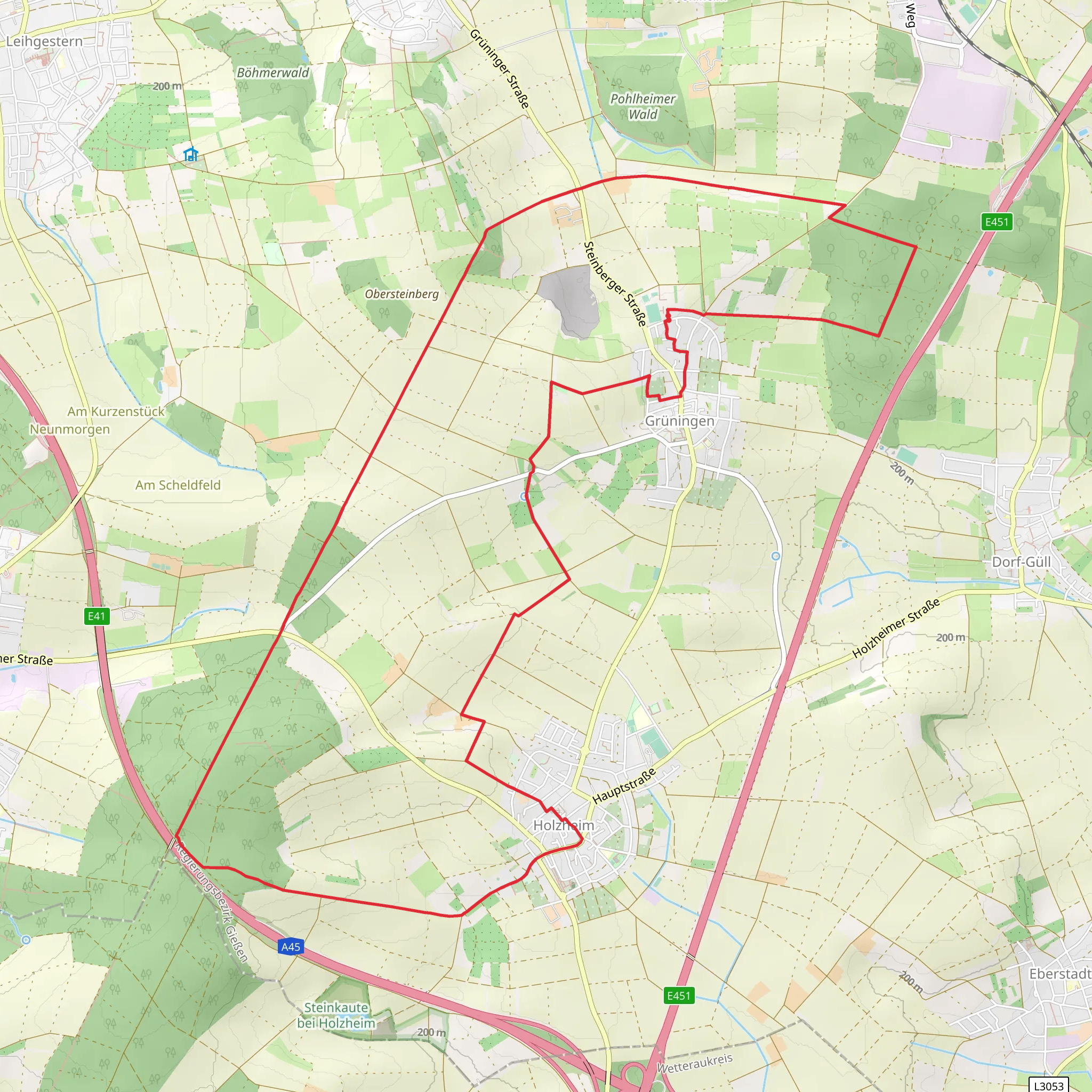 Gruningen and Holzheim Loop mobile static map