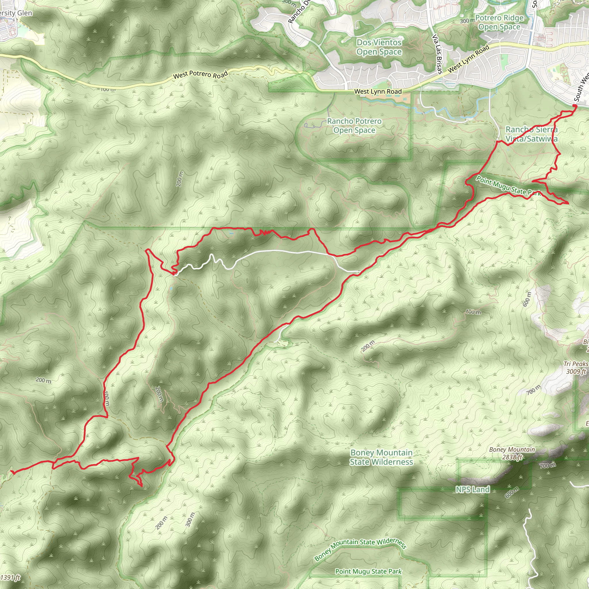Wendy Trail and Backbone Trail mobile static map