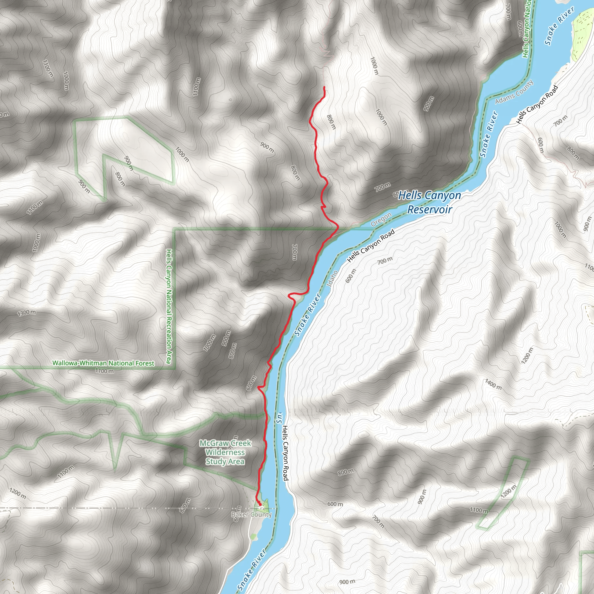 Reservoir Bench Trail Out and Back mobile static map
