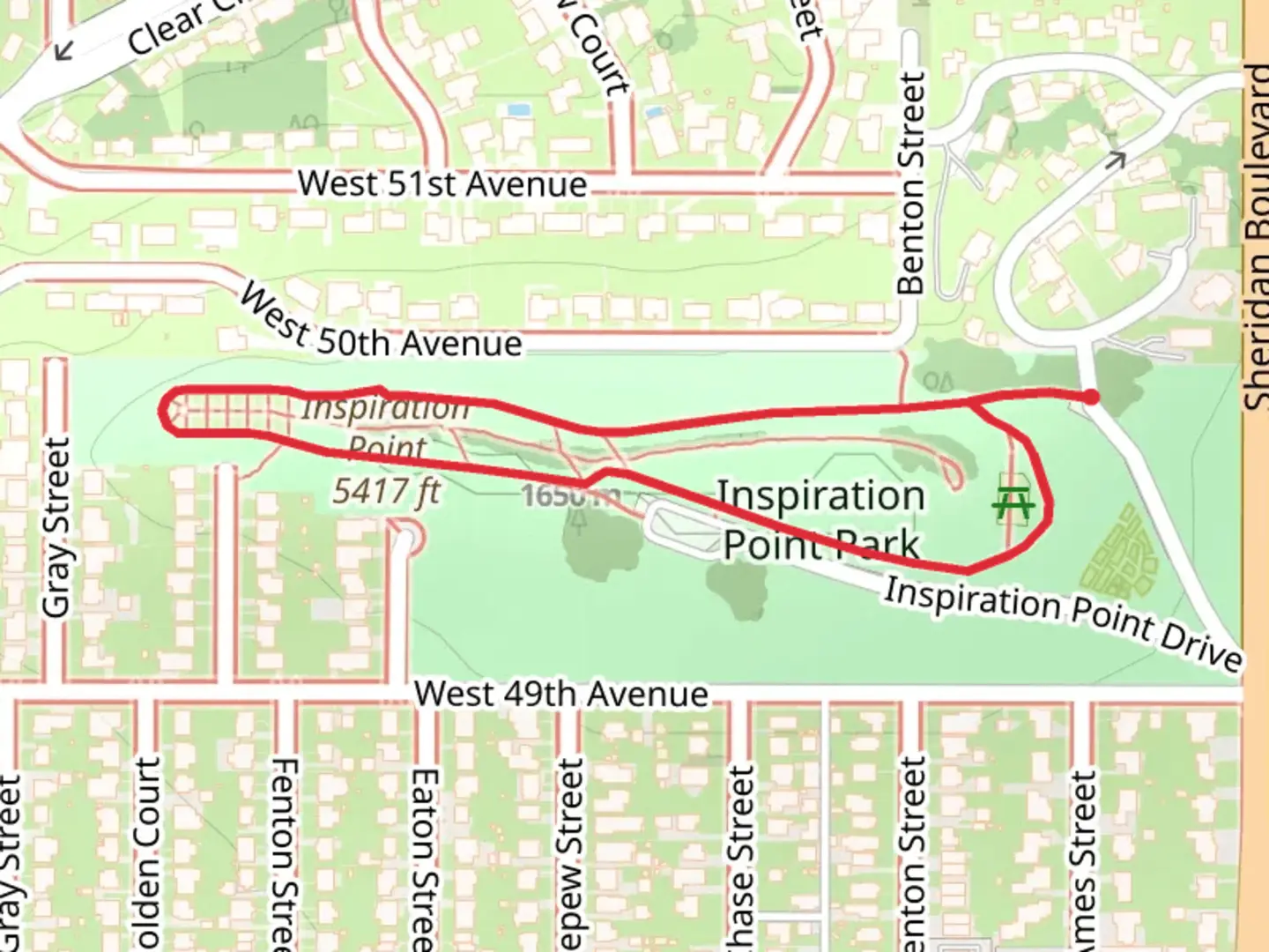 An image depicting the trail Inspiration Point Loop and its surrounding area.