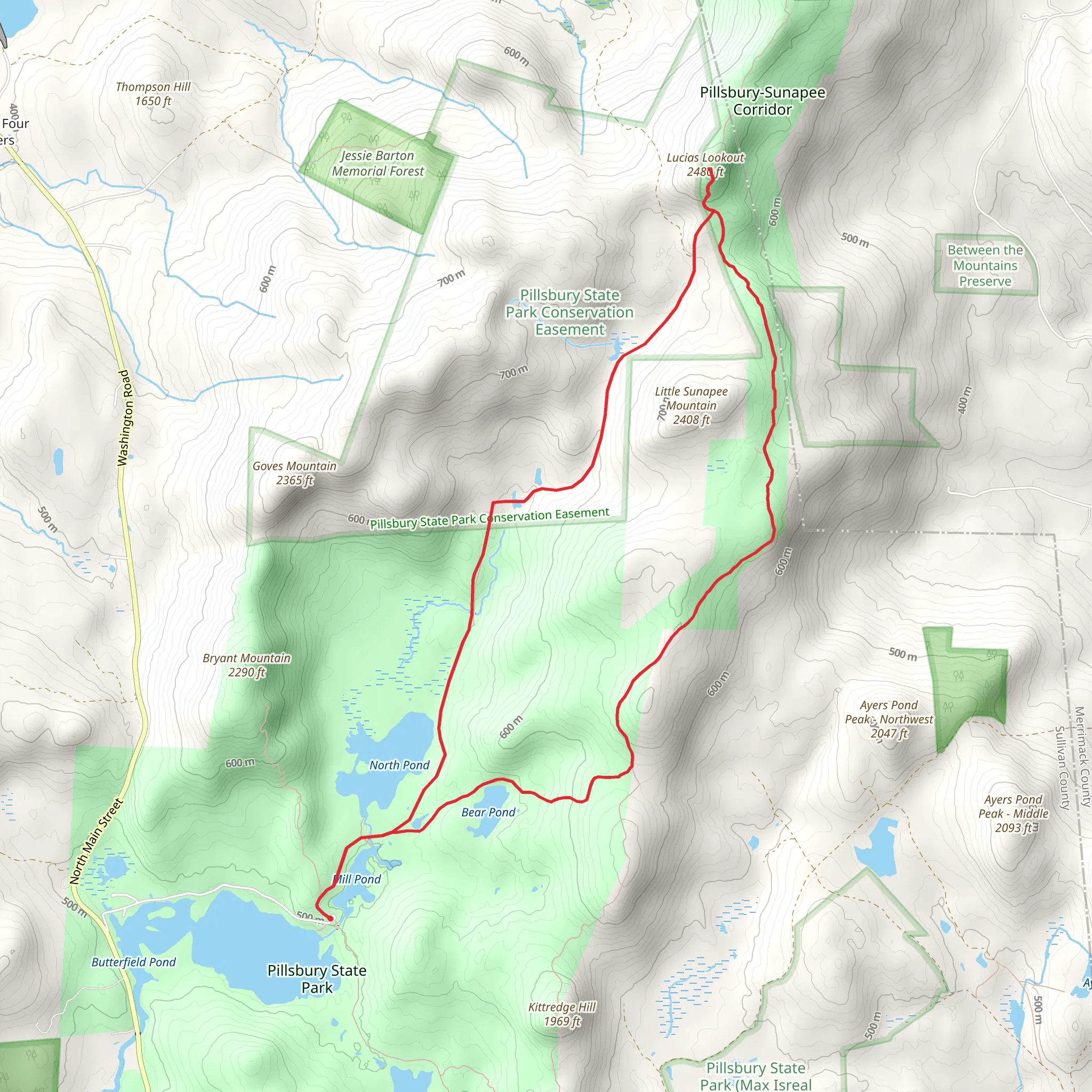 Lucias Lookout Loop via Mill Pond mobile static map