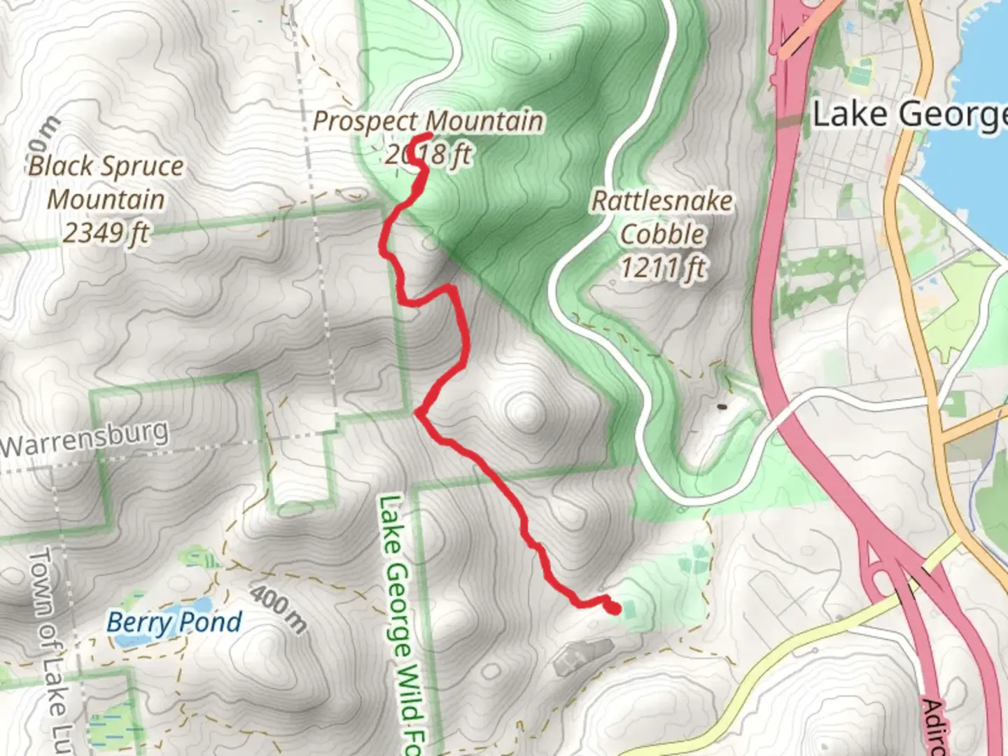 An image depicting the trail Prospect Mountain Trail and its surrounding area.