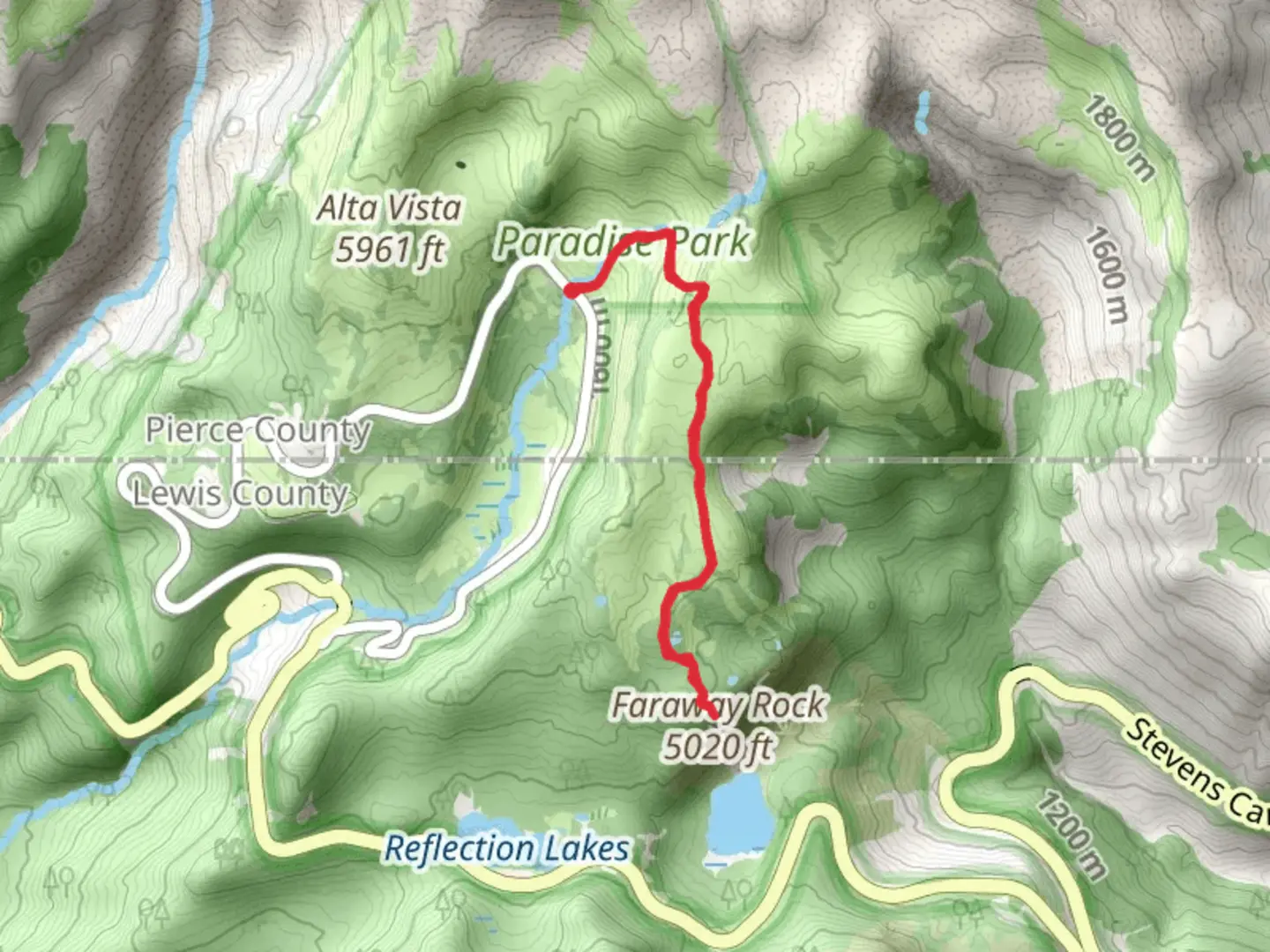 An image depicting the trail Faraway Rock via Mazama Ridge Trail and its surrounding area.