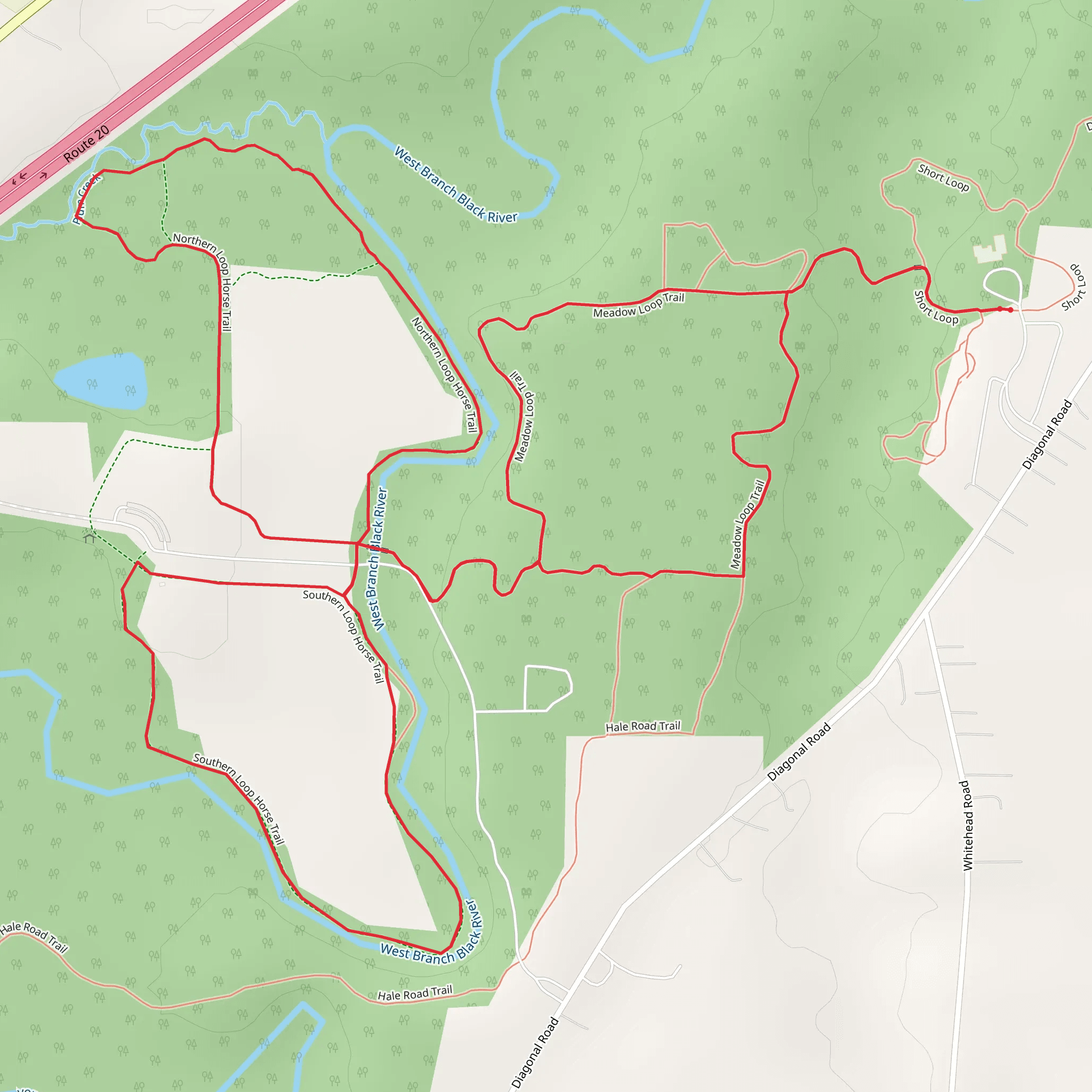 Meadow and Southern Loop Horse Trail mobile static map
