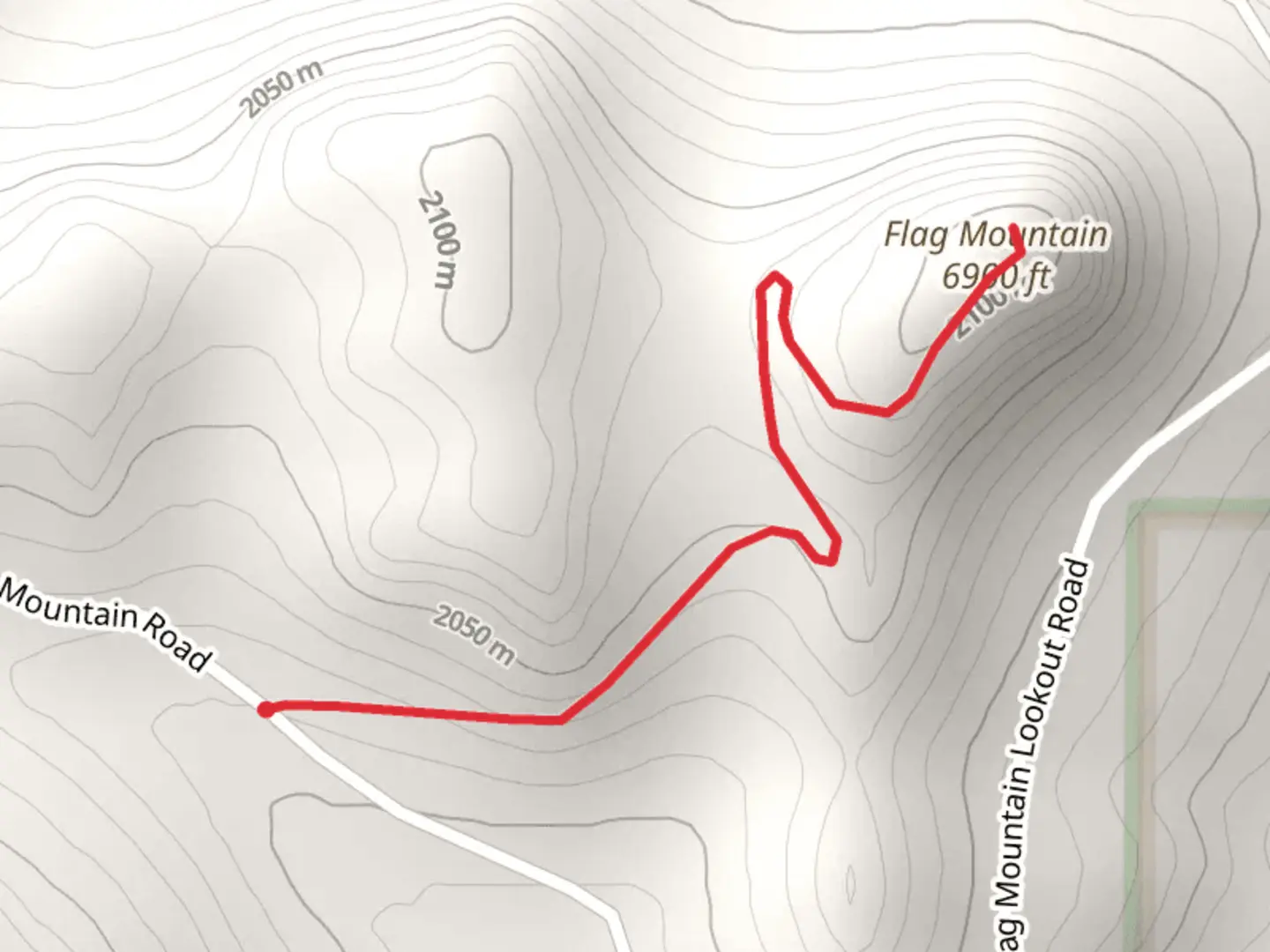 An image depicting the trail Flag Mountain and its surrounding area.