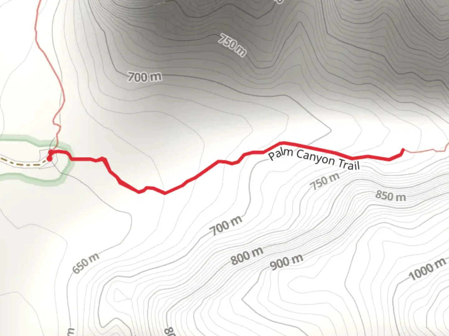 An image depicting the trail Palm Canyon Trail and its surrounding area.