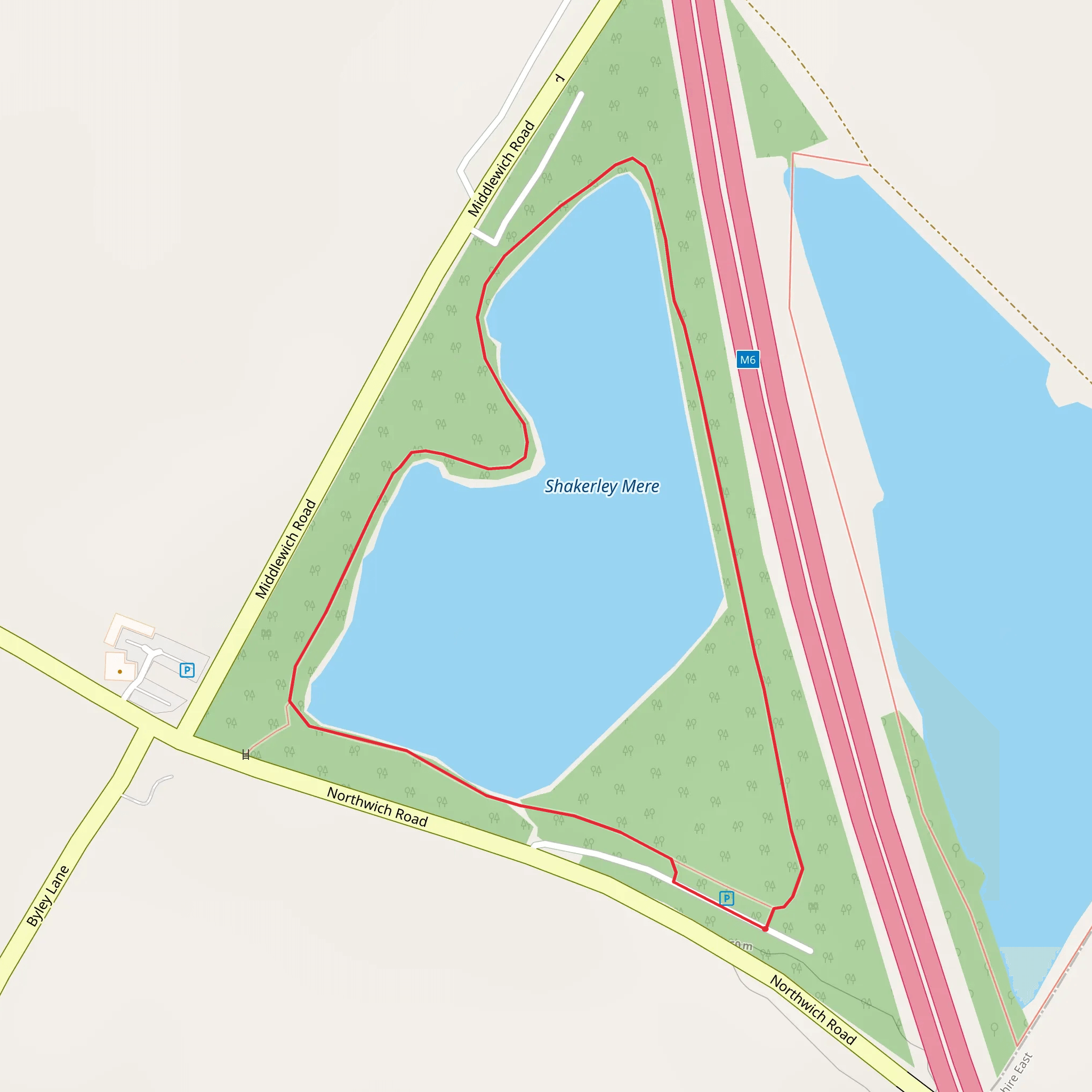 Shakerley Mere Loop mobile static map