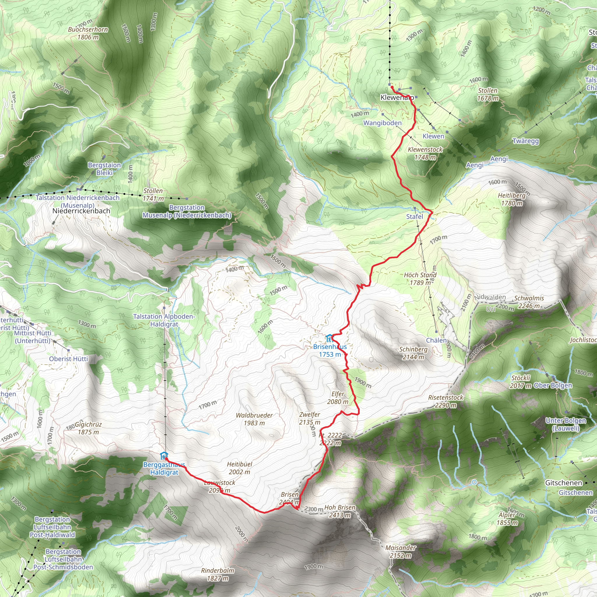 Ridge Hike to Brisen mobile static map