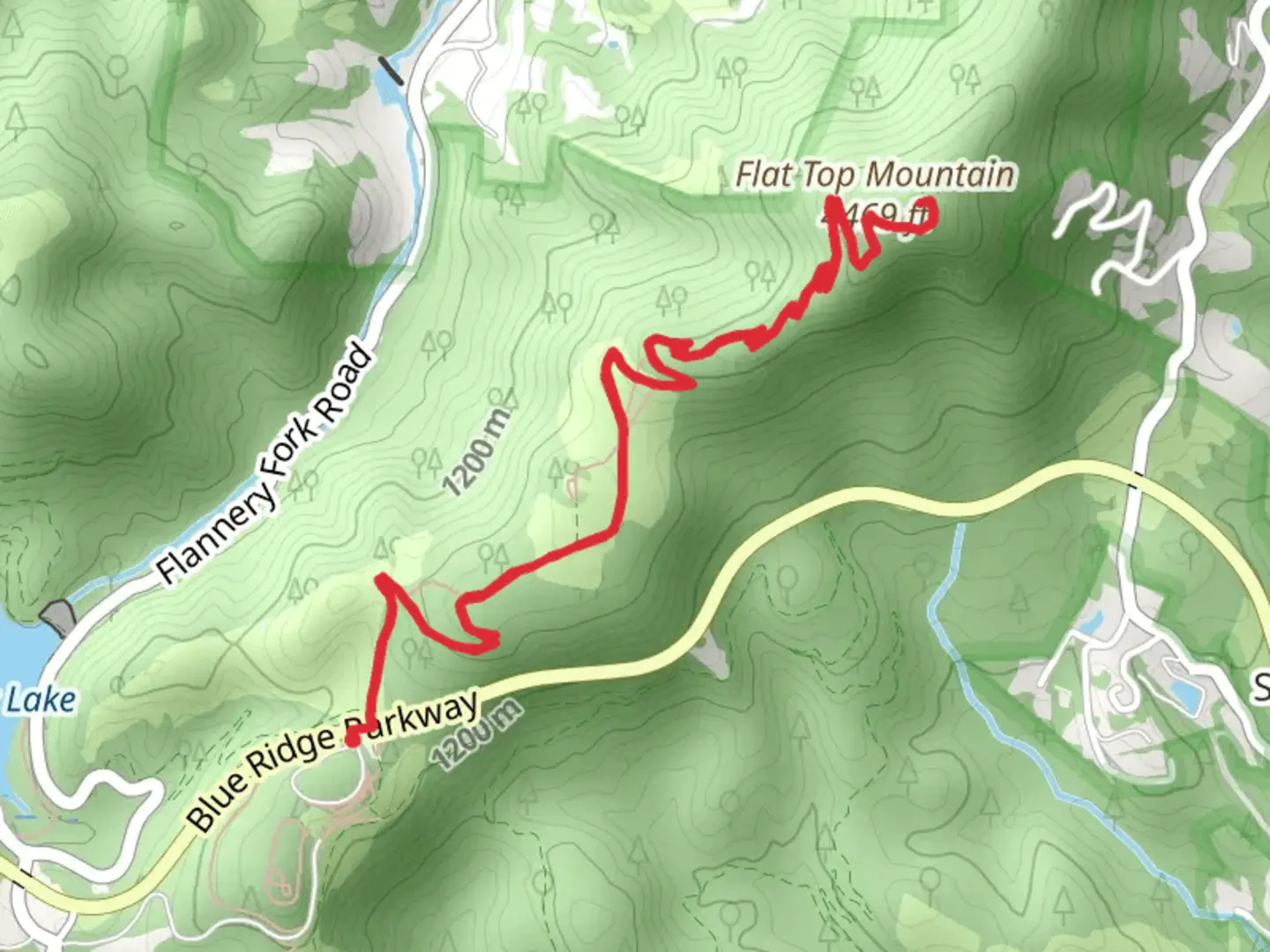 An image depicting the trail Flat Top Mountain and its surrounding area.