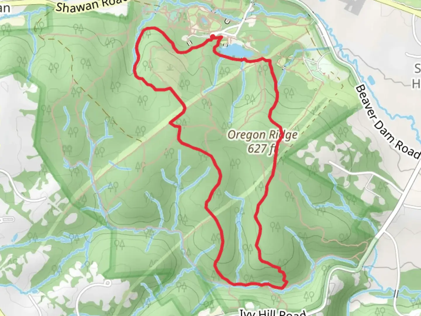 An image depicting the trail Loggers Trail and S James Campbell Trail Loop and its surrounding area.