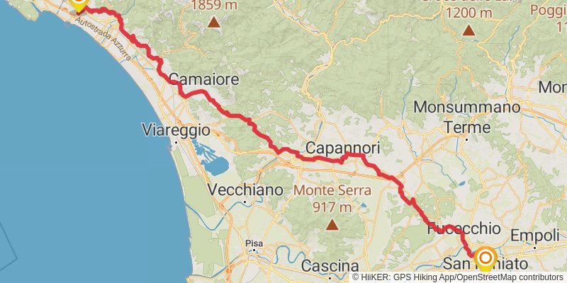 Via Francigena - Italy stage 6 Map