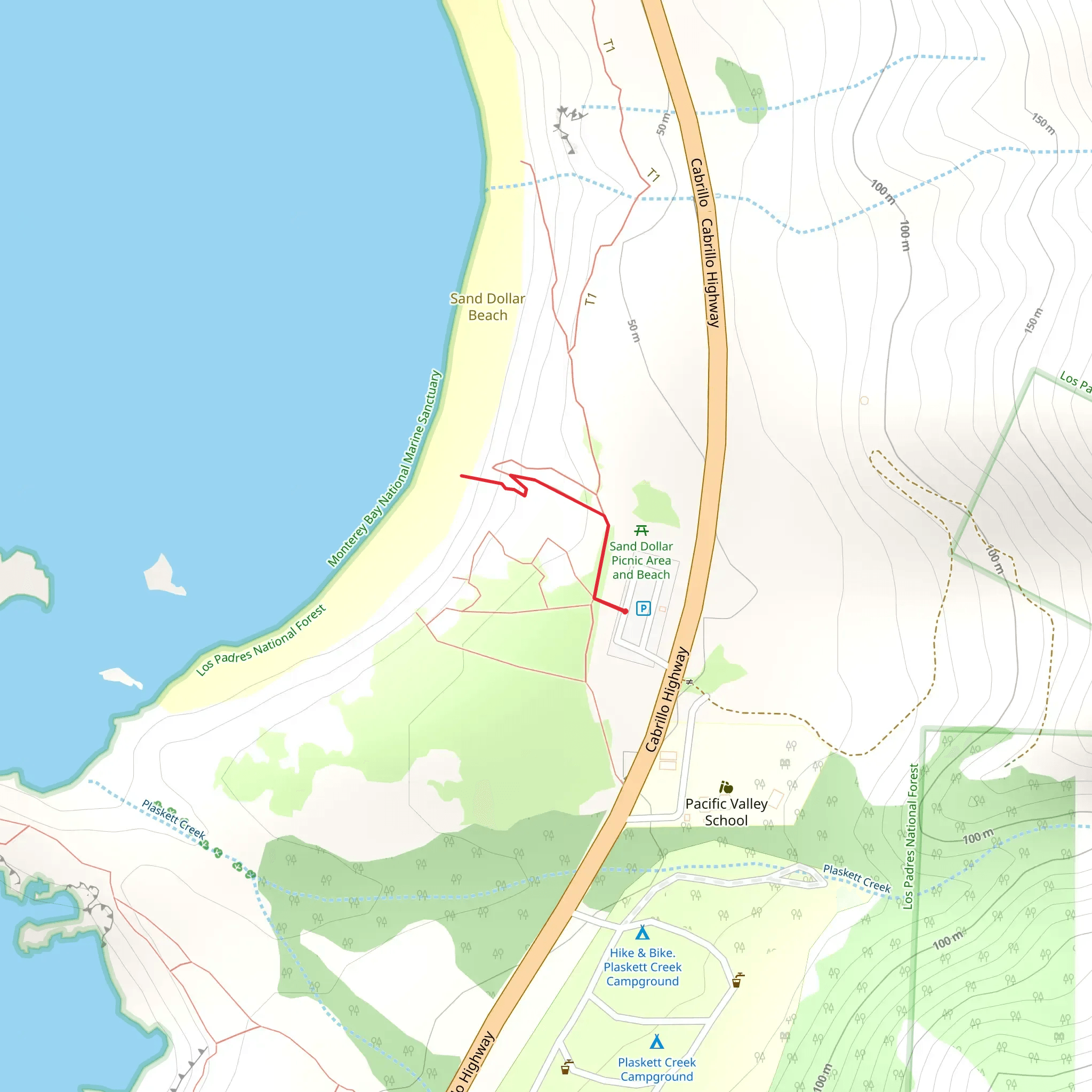 Sand Dollar Beach Trail mobile static map