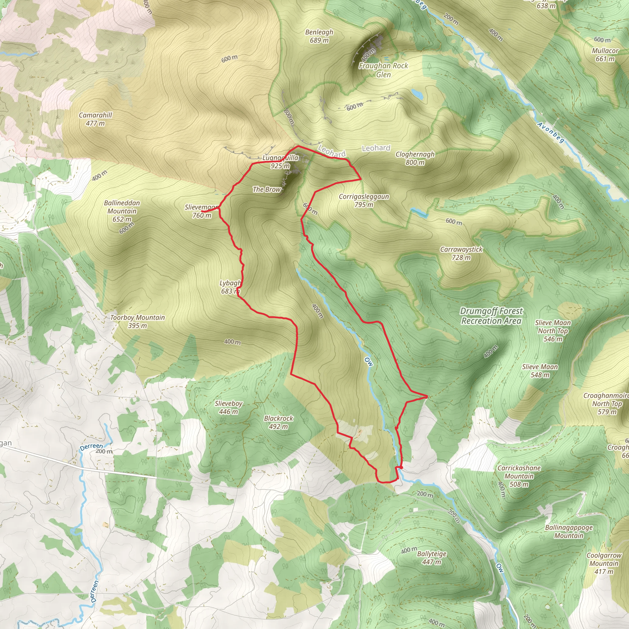 Corrigasleggaun, Log na Coille and Lybagh Leadhbach Loop mobile static map