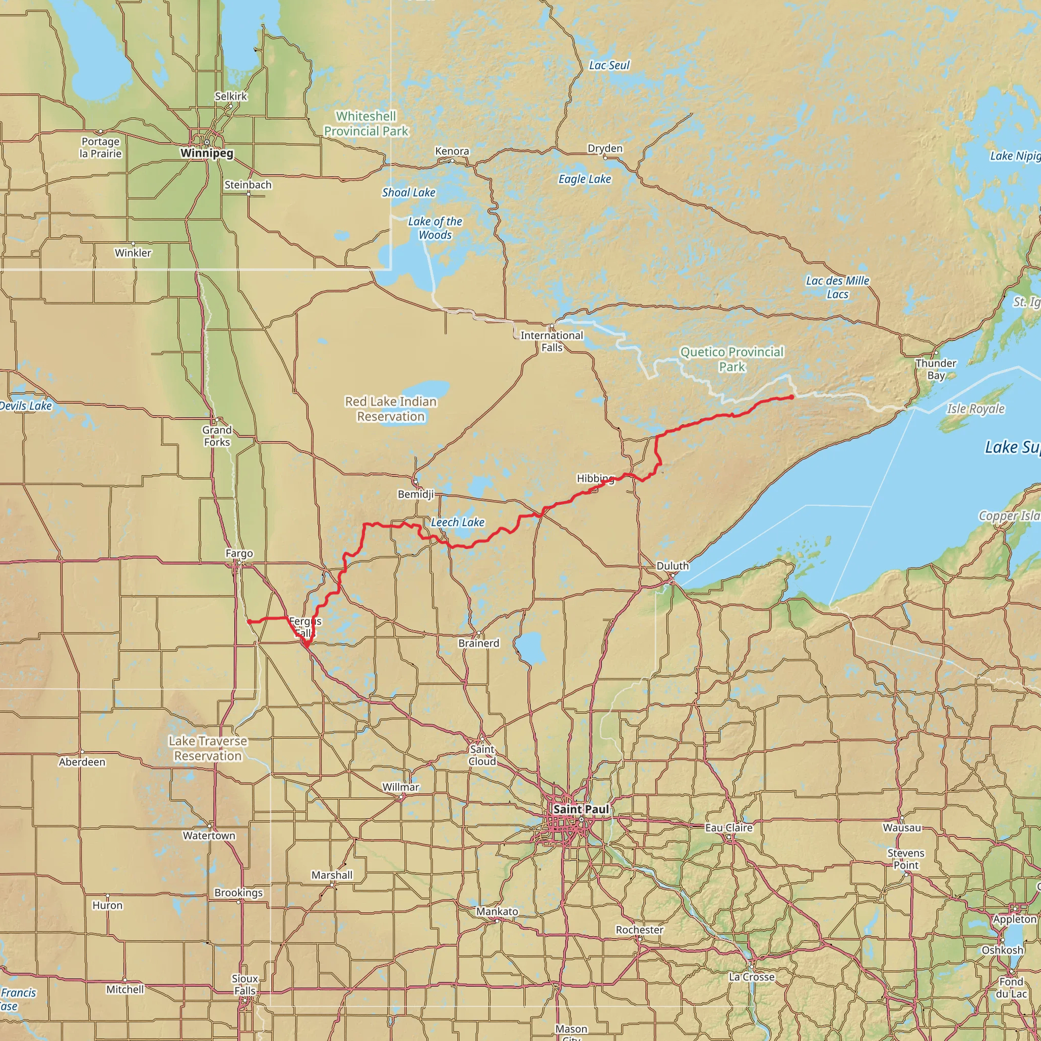 North Country Trail - Minnesota mobile static map
